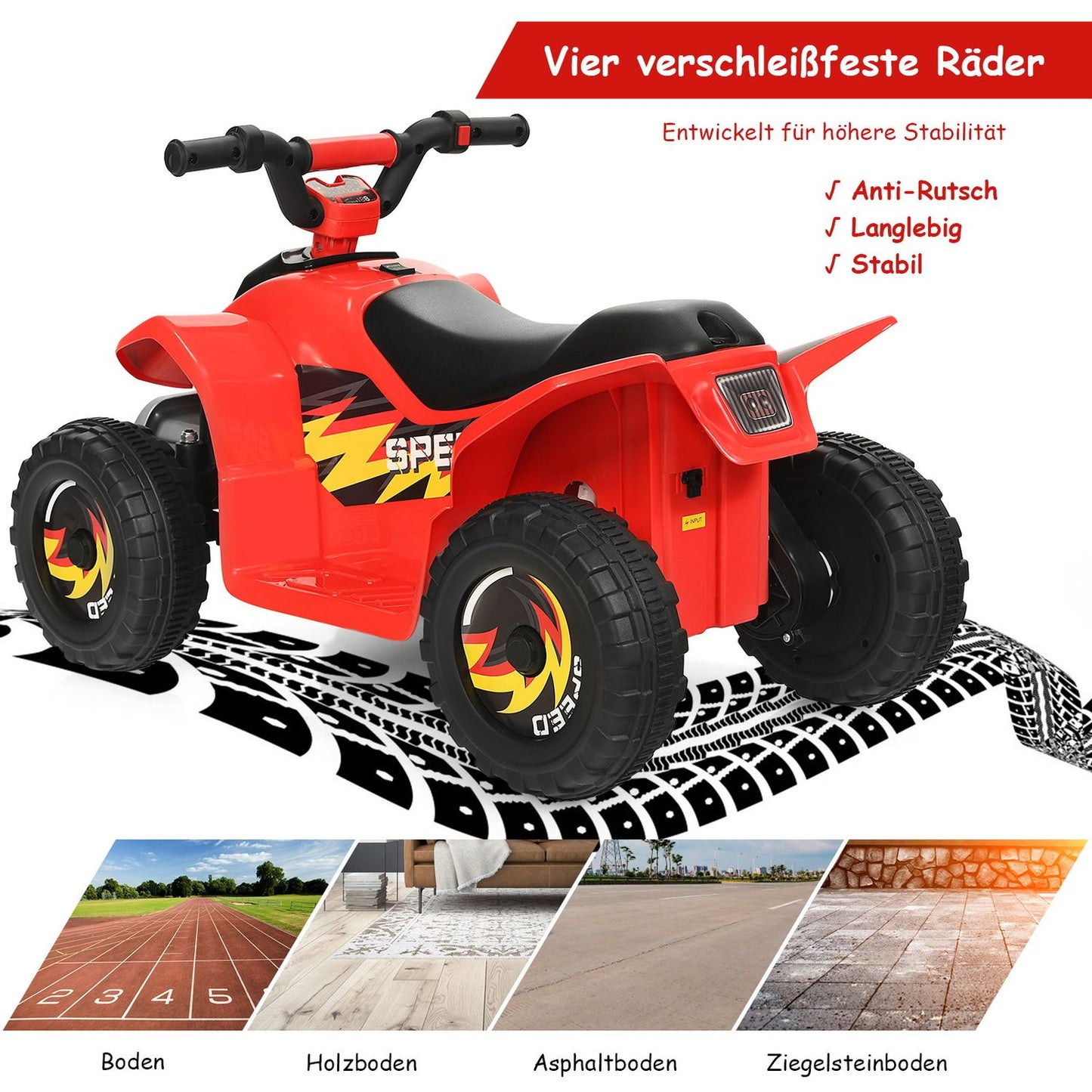 6V electric children's quad mini electric quad children's car 73 x 40 x 44.5 cm red