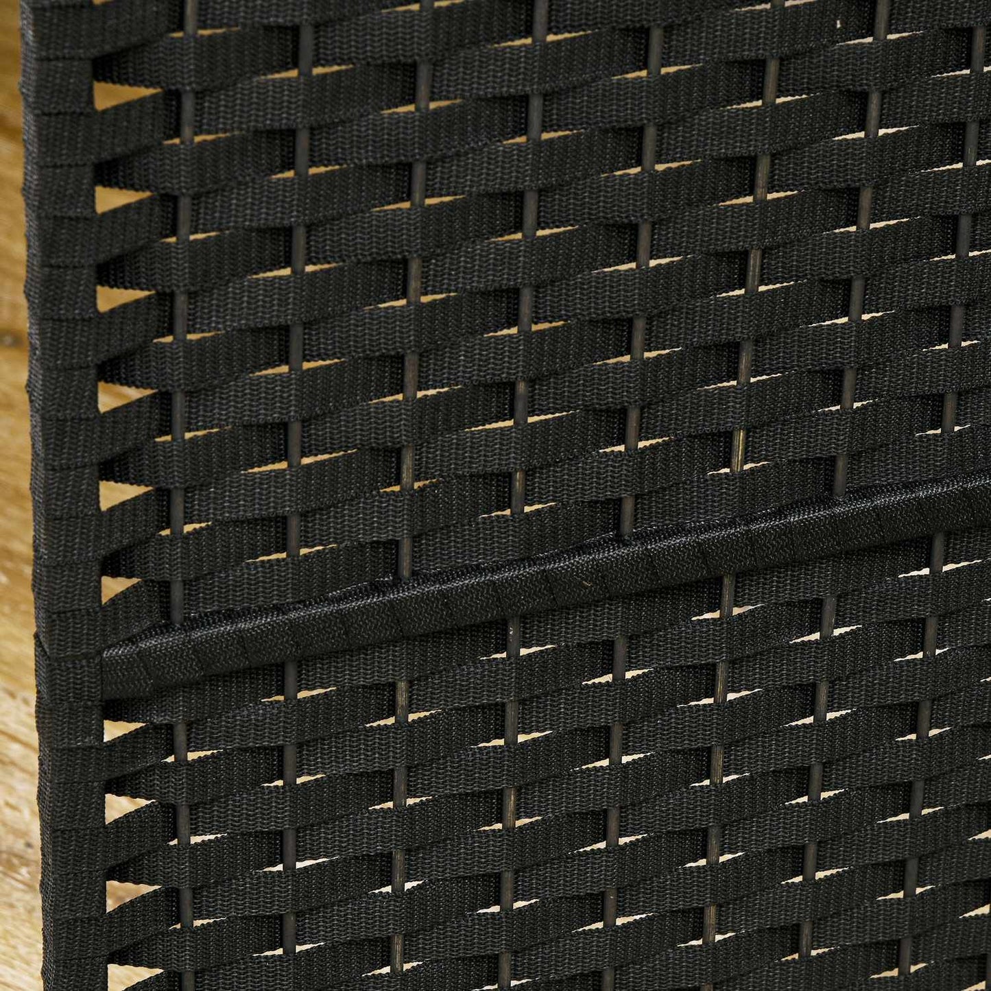 6-Panel Foldable Room Divider, Black Polypropylene