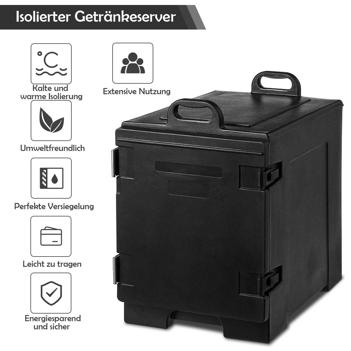 77L insulated box 5 pans food carrier cool box food warming container food carrier 61.5 x 41.5 x 63 cm black