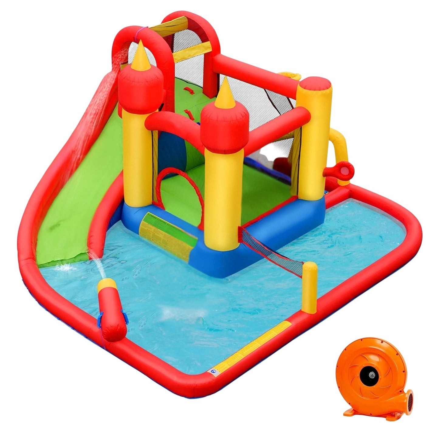 7 in 1 Bouncy Castle with 740W Blower Inflatable Water Slide Outdoor 410 x 385 x 220 cm