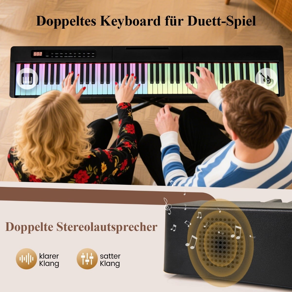 88-Key Digital Piano, Full-Size, Portable, Black