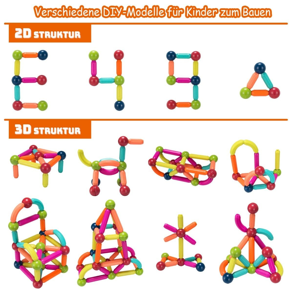 88 educational magnetic construction kit made of high-quality ABS suitable for children. Colorful
