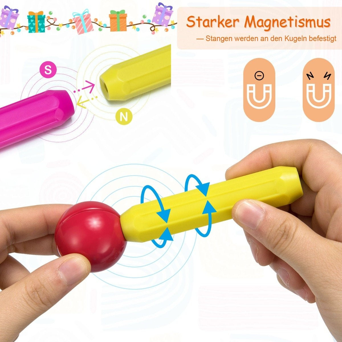 88 educational magnetic construction kit made of high-quality ABS suitable for children. Colorful