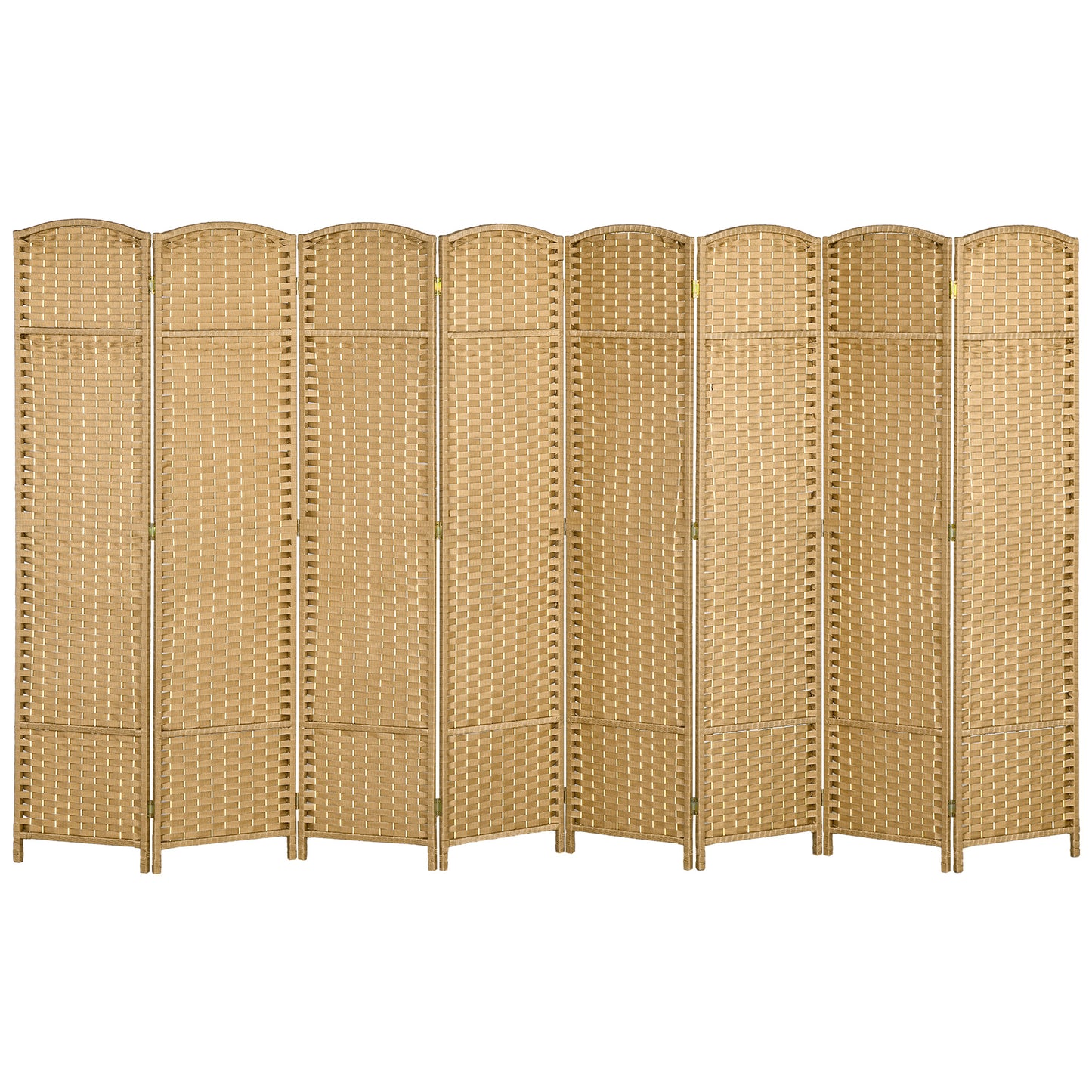 8-Panel Folding Room Divider, Polypropylene, Natural Wood
