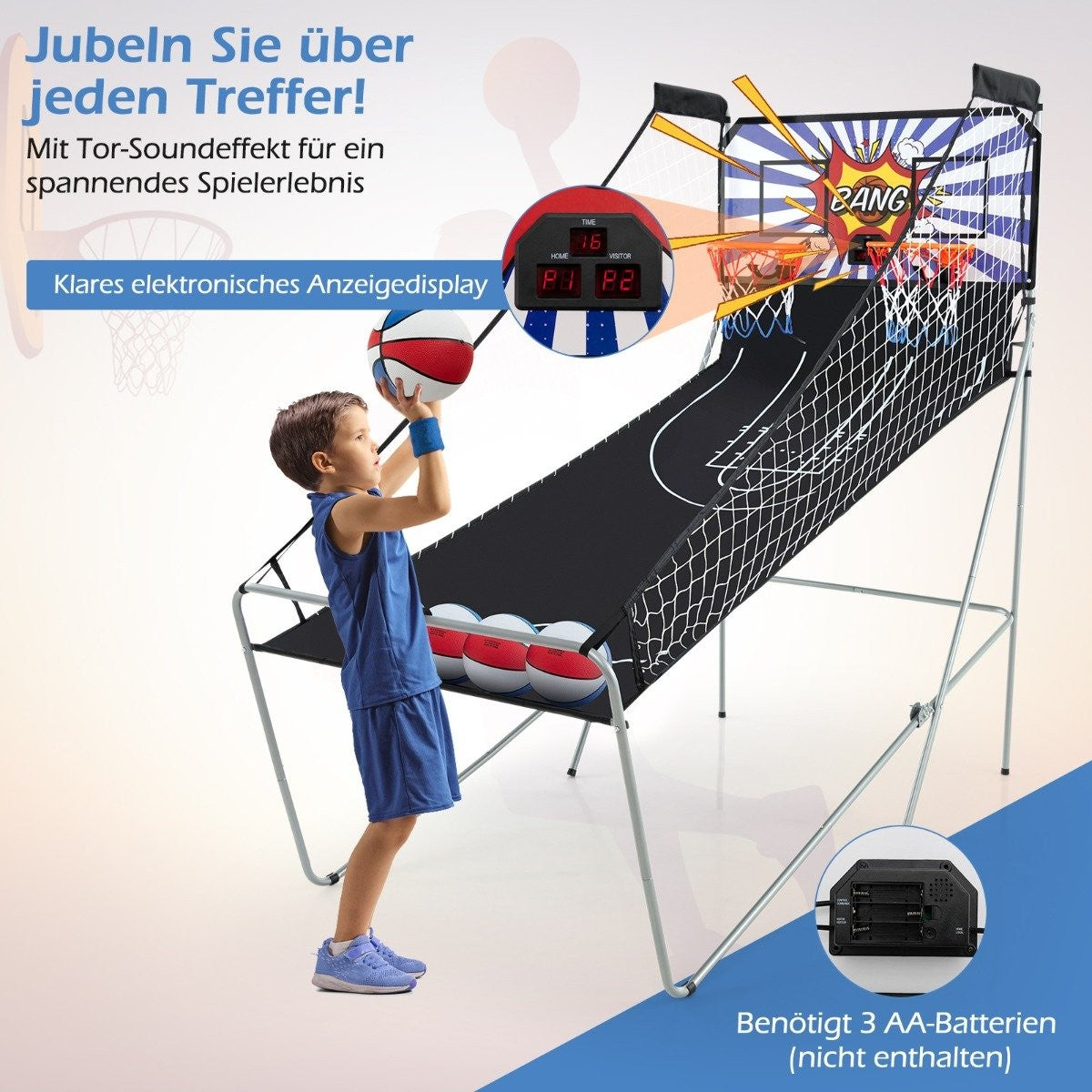 8-in-1 Foldable Electronic Basketball Arcade Game