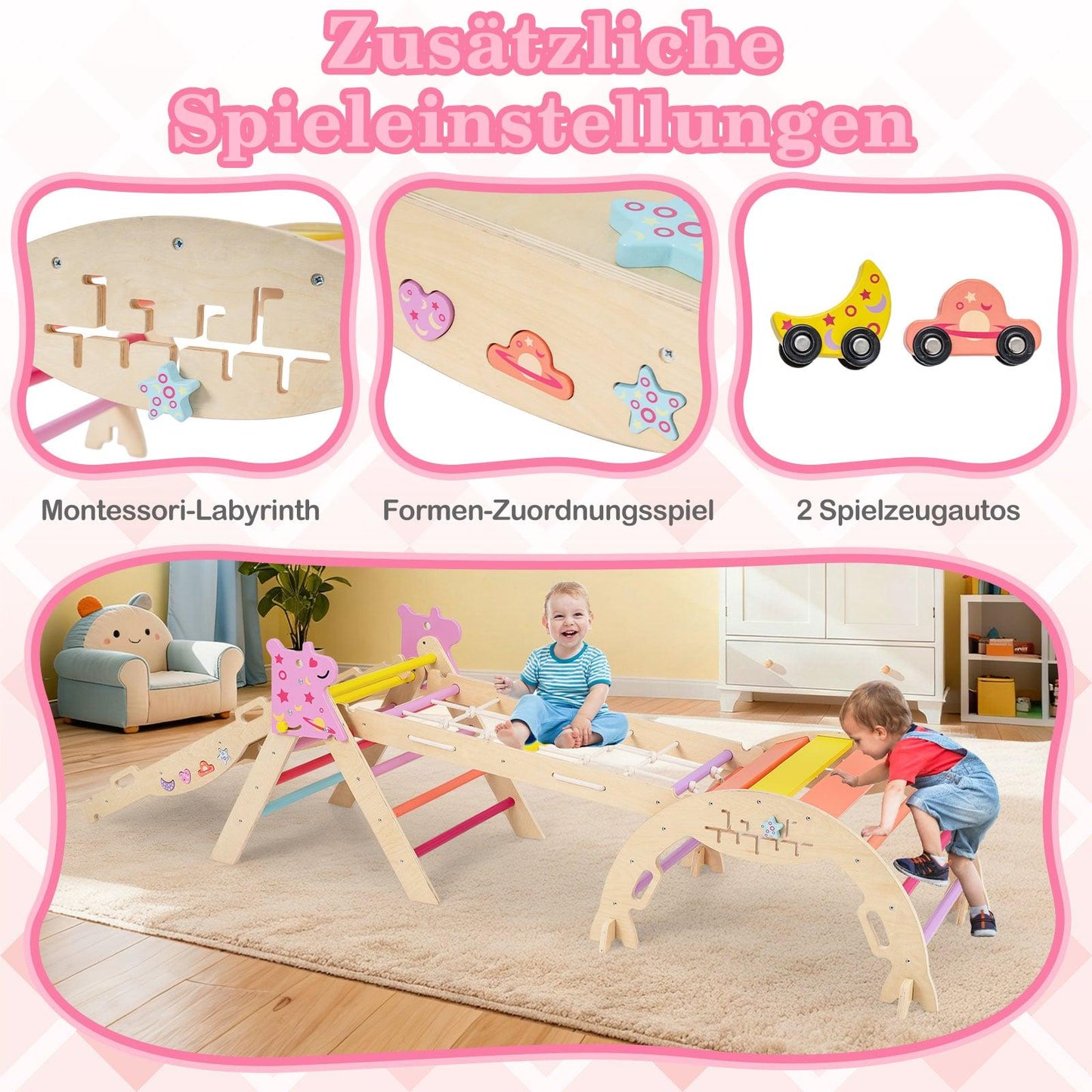 8-in-1 Wooden Montessori Climbing Set for Kids