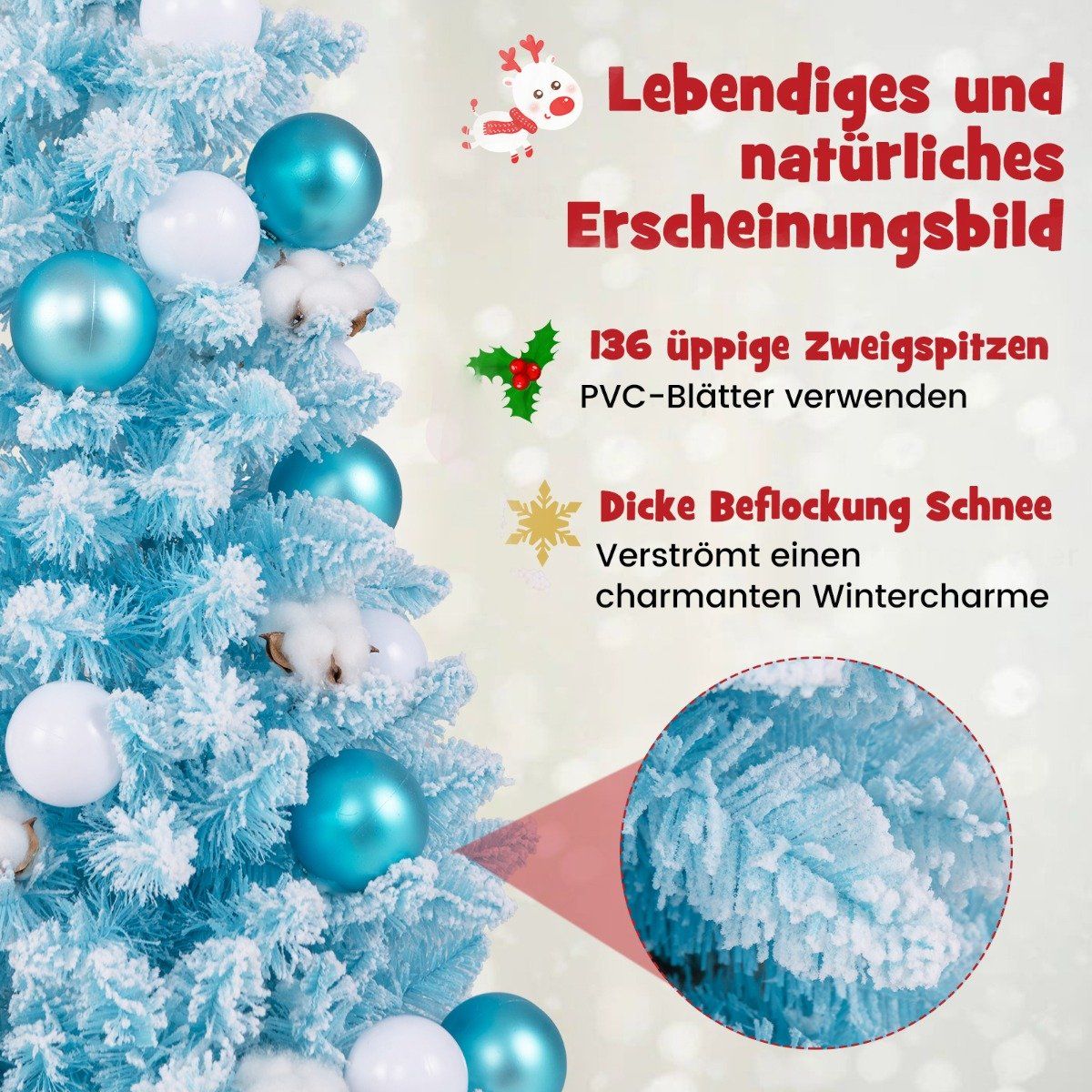 90cm Mini Artificial Christmas Tree with Snow & Cement base Christmas tree Chirstbaum Blue