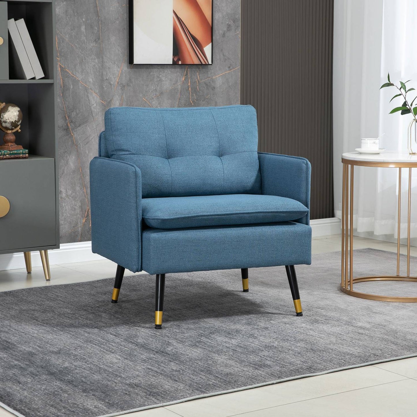 Accent Chair with Button Tufting, Removable Cushions, Black