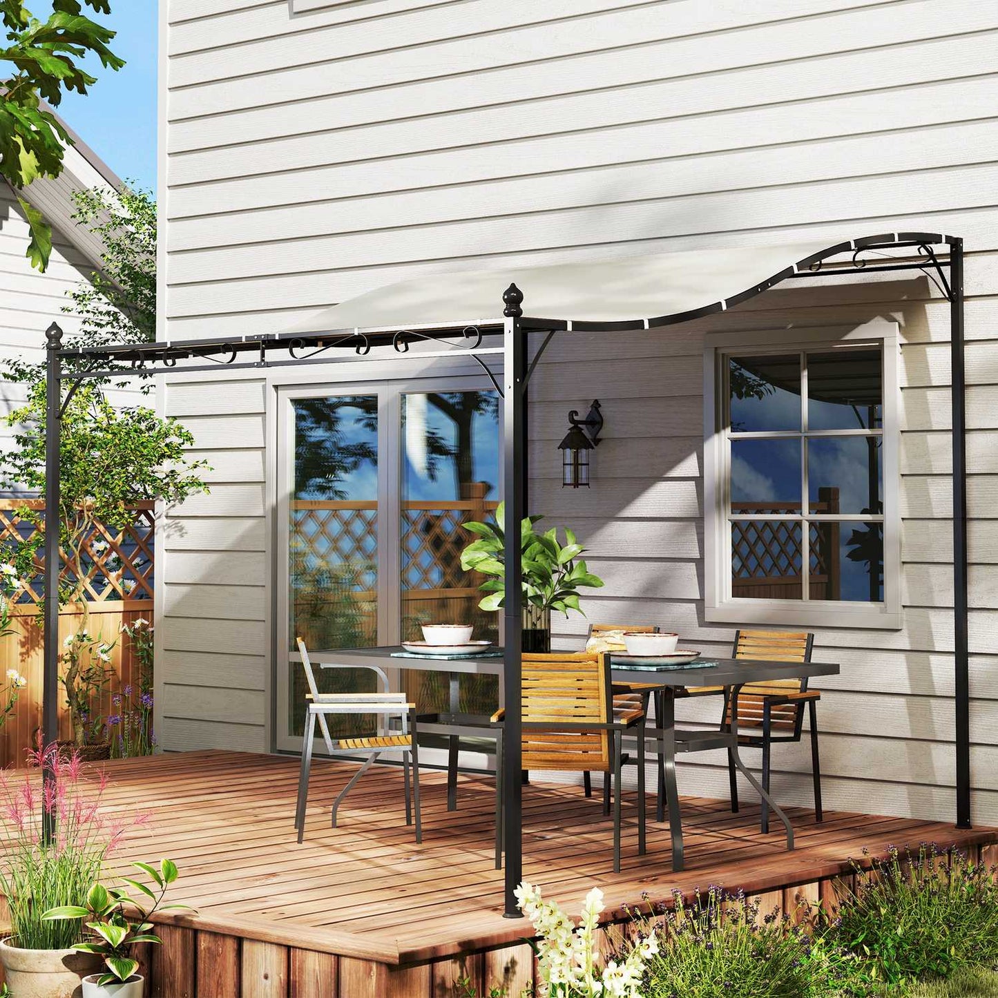 Garden pavilion with water-repellent canopy, 2.5x3m, cream