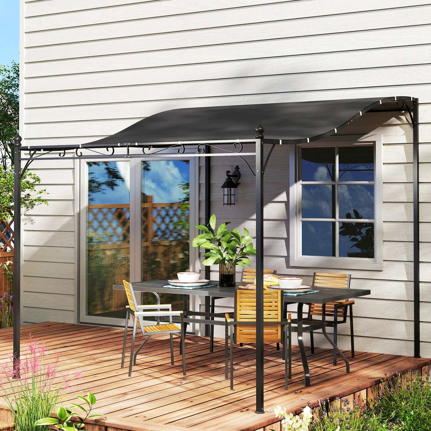 Dark gray garden pavilion Pergola, water-repellent, 2.5x3x2.5 m