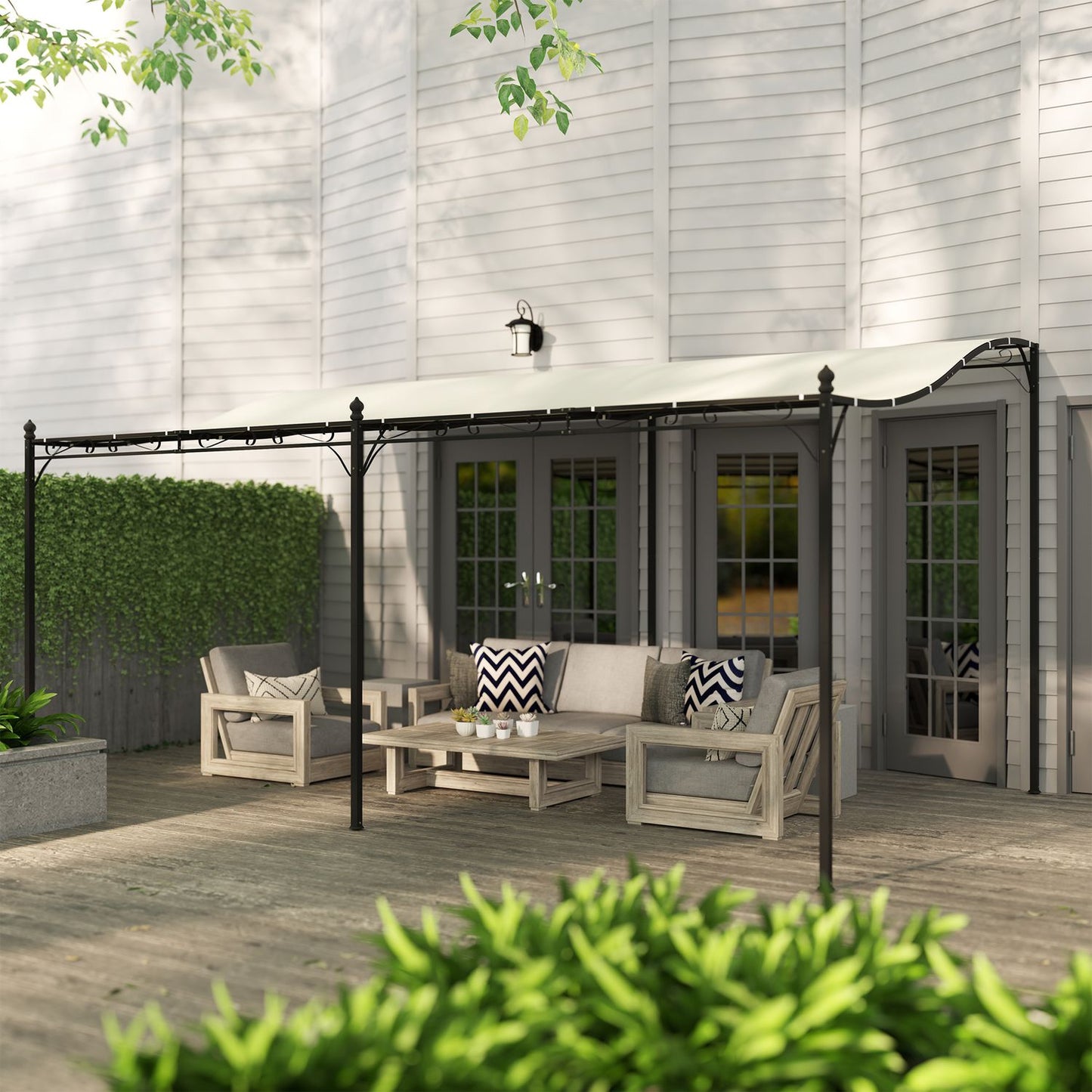 Detached garden pergola with water-repellent canopy, 3x5 m Creamy white