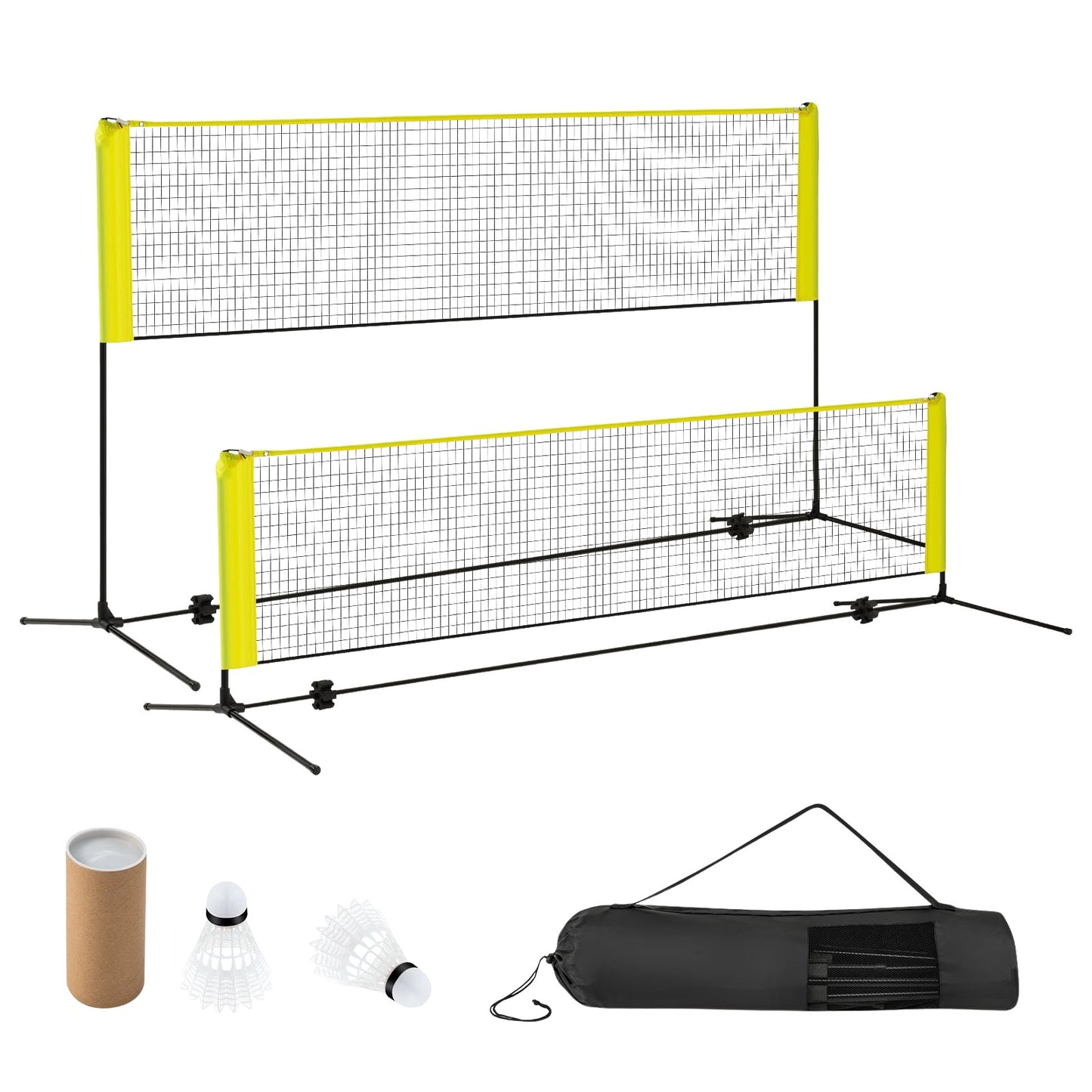 Adjustable Badminton Net Set with Stand, Shuttlecocks, Bag
