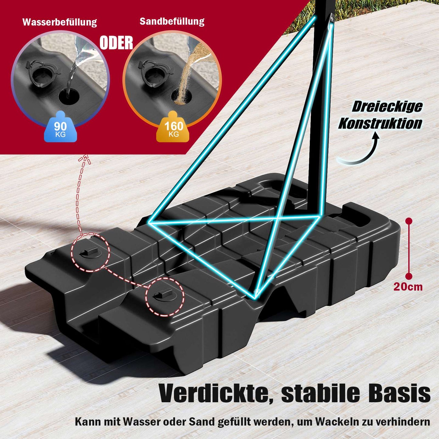 Adjustable Basketball Hoop with Wheels & Storage