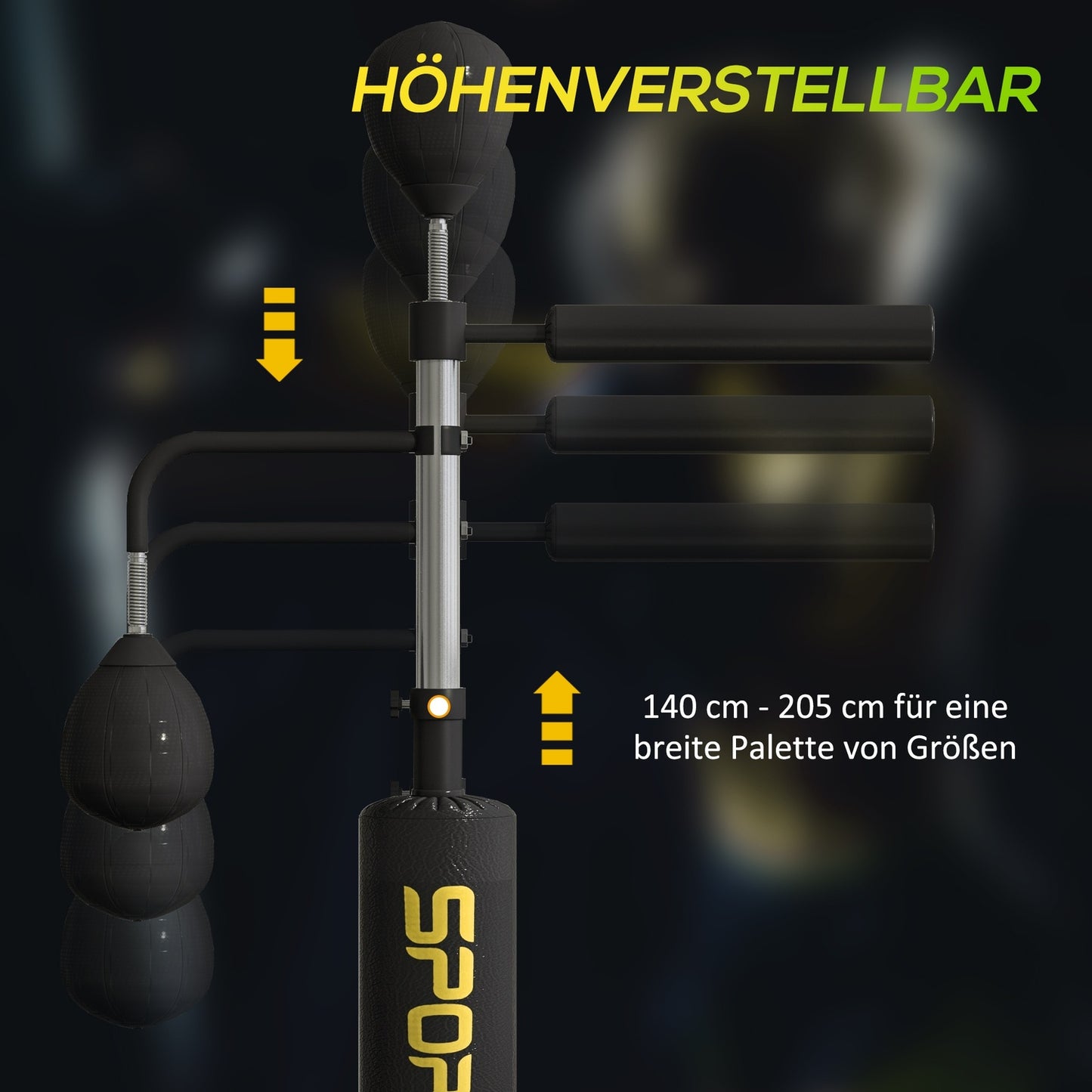 Adjustable Boxing Stand with Speedballs, Kick Pad, Steel