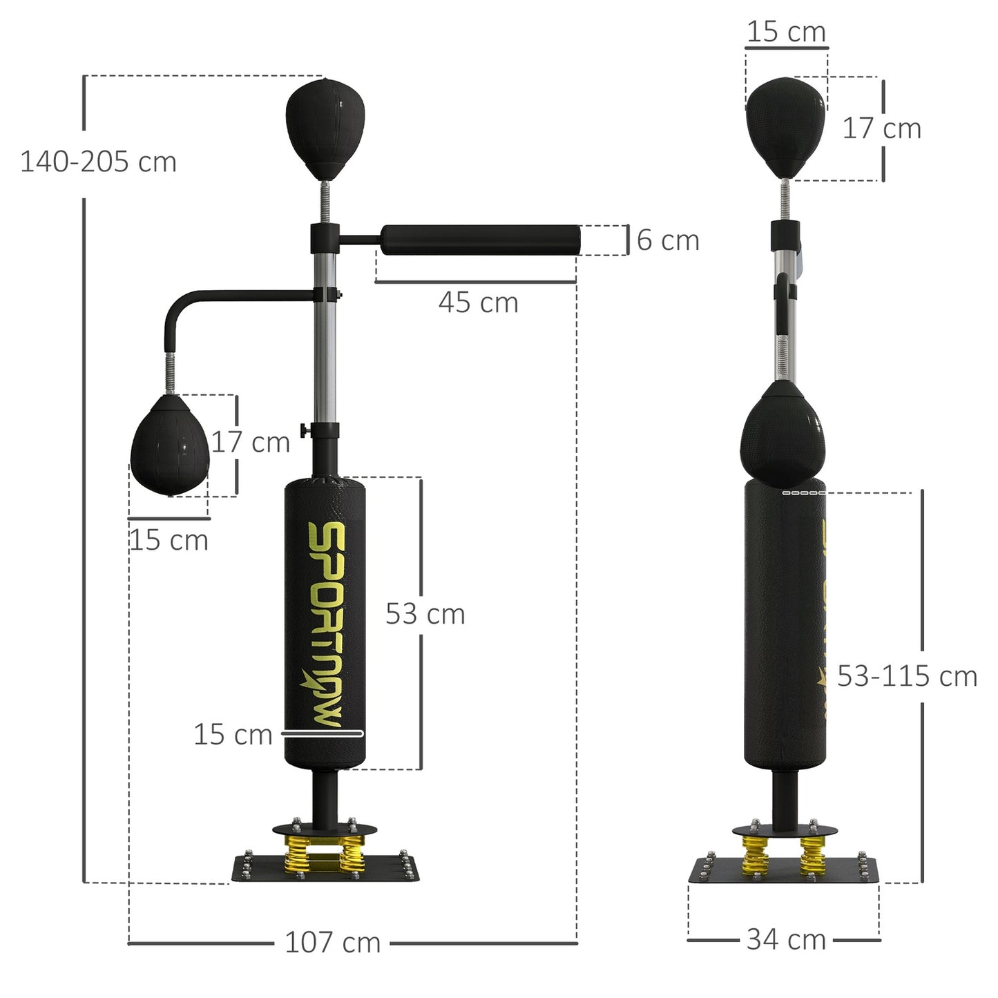 Adjustable Boxing Stand with Speedballs, Kick Pad, Steel
