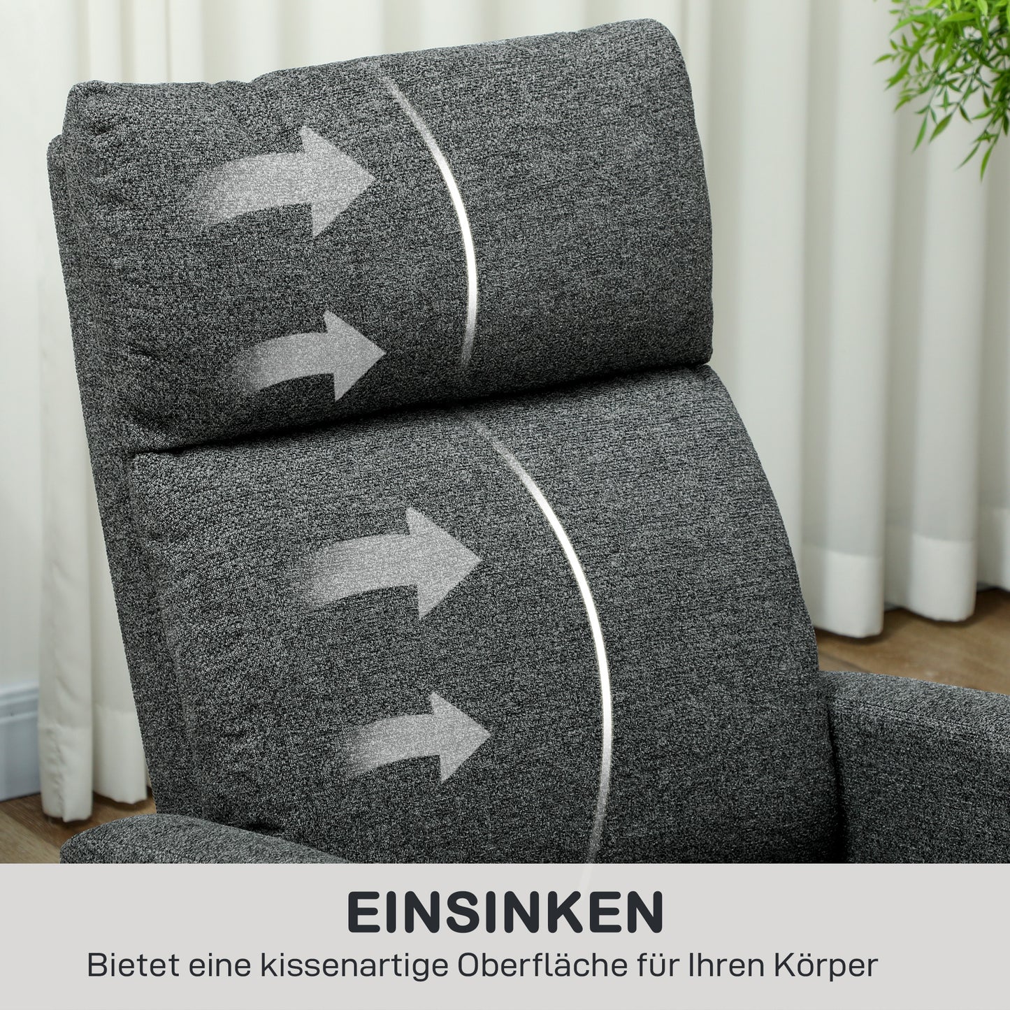 Adjustable Recliner Chair with Footrest, Gray Fabric