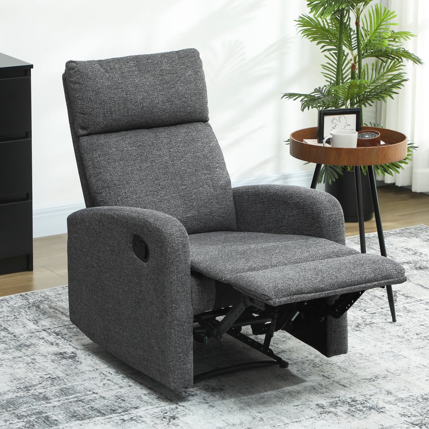 Adjustable Recliner Chair with Footrest, Gray Fabric
