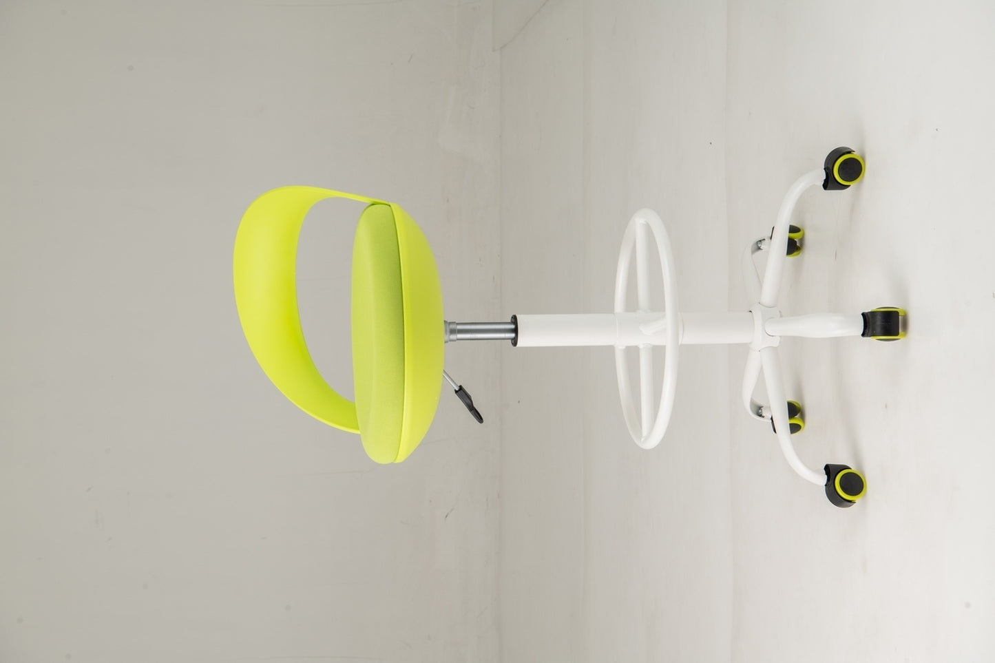 Adjustable Rolling Stool with Green Faux Leather Seat, 88-100 cm