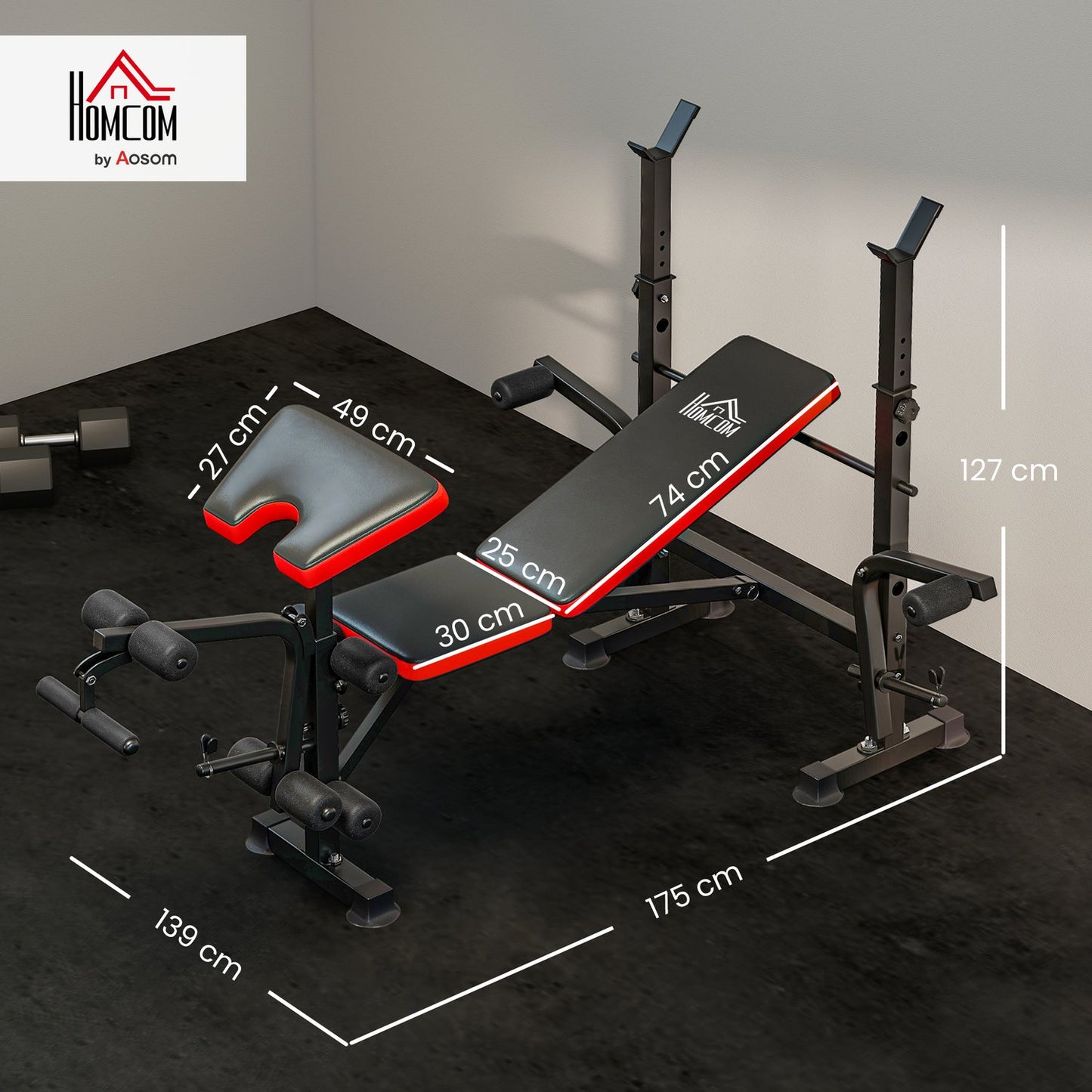 Adjustable Weight Bench, Multi-Position Fitness Station, Steel