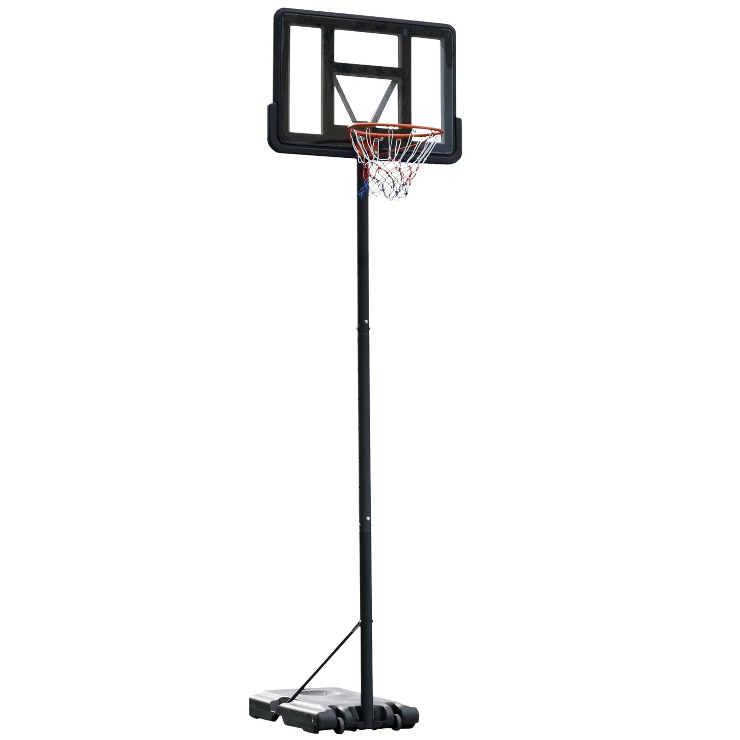 Adjustable portable basketball stand with wheels for indoor and outdoor use