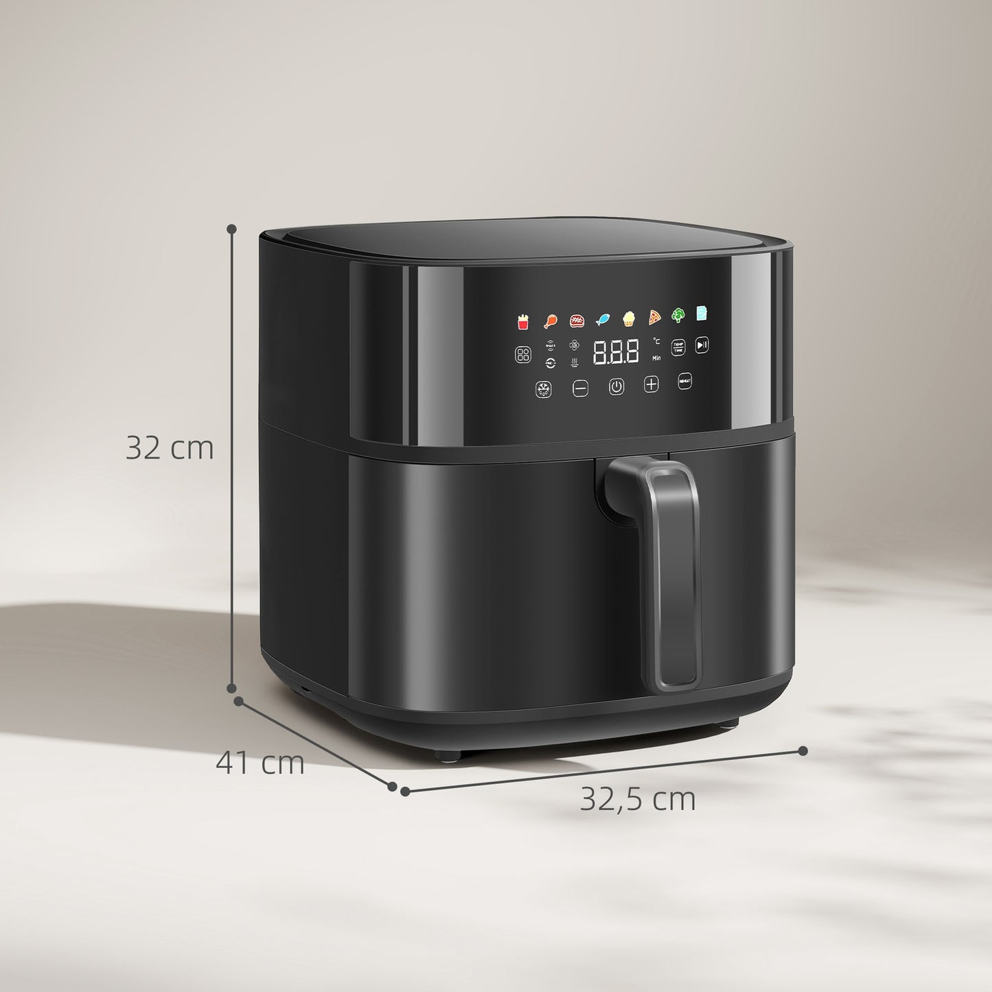 Air Fryer, 8L, 8 Programs, LED Screen, Black