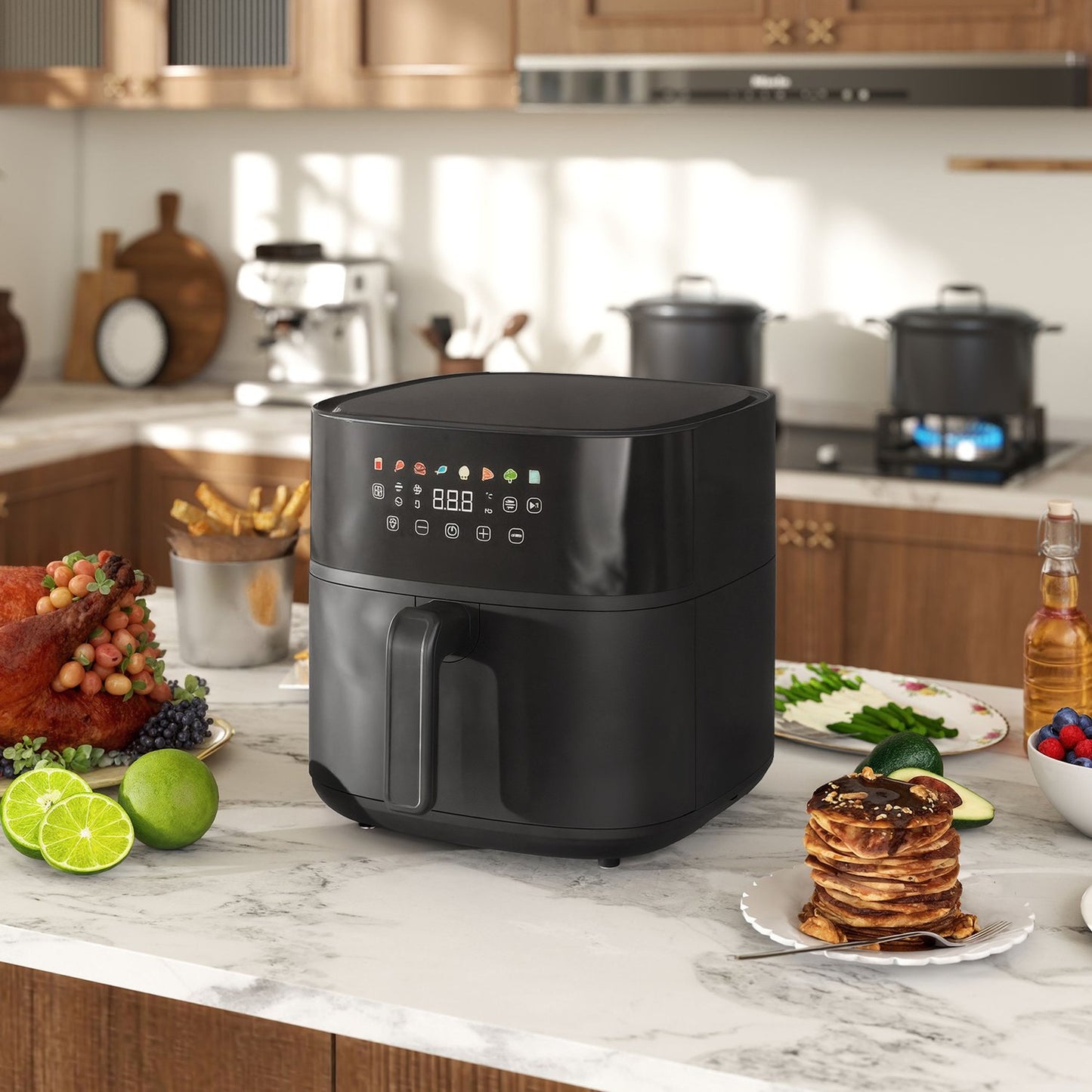 Air Fryer, 8L, 8 Programs, LED Screen, Black