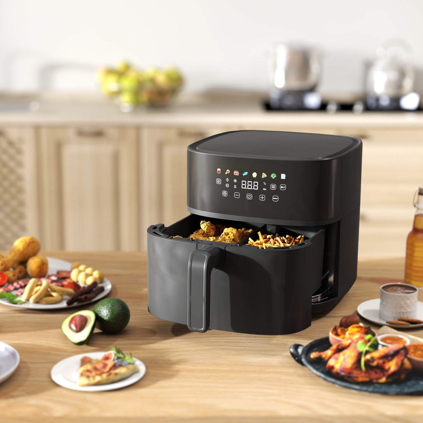Air Fryer, 8L, 8 Programs, LED Screen, Black