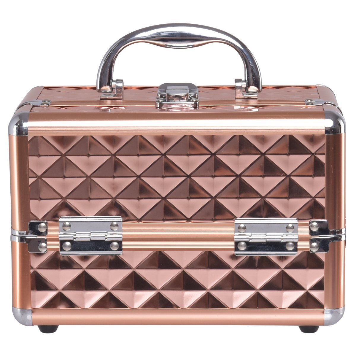 Aluminum jewelry case cosmetic case with mirror gold