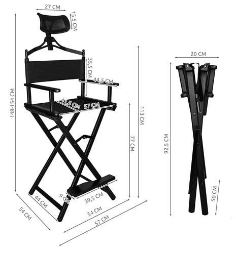 Aluminum makeup chair with headrest