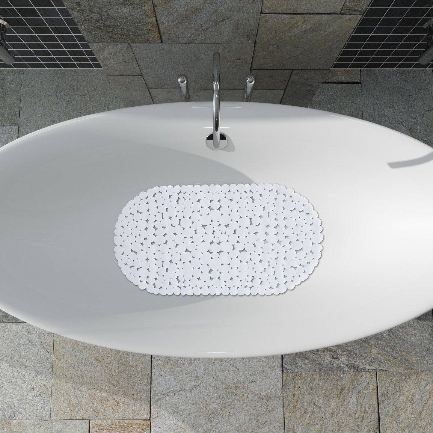 Anti-Slip Bath Mat Stone Design
