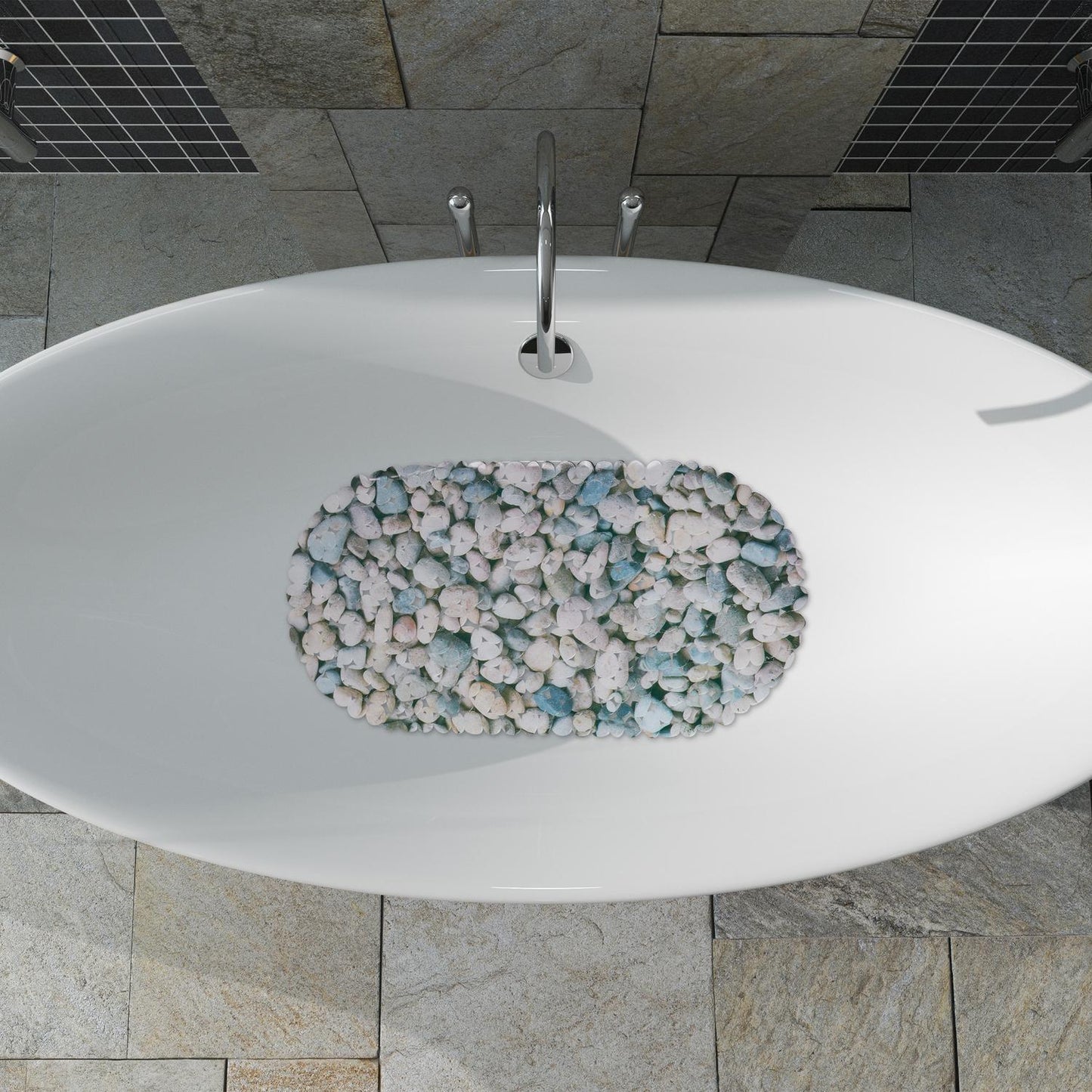 Anti-Slip Bath Mat Stone Design