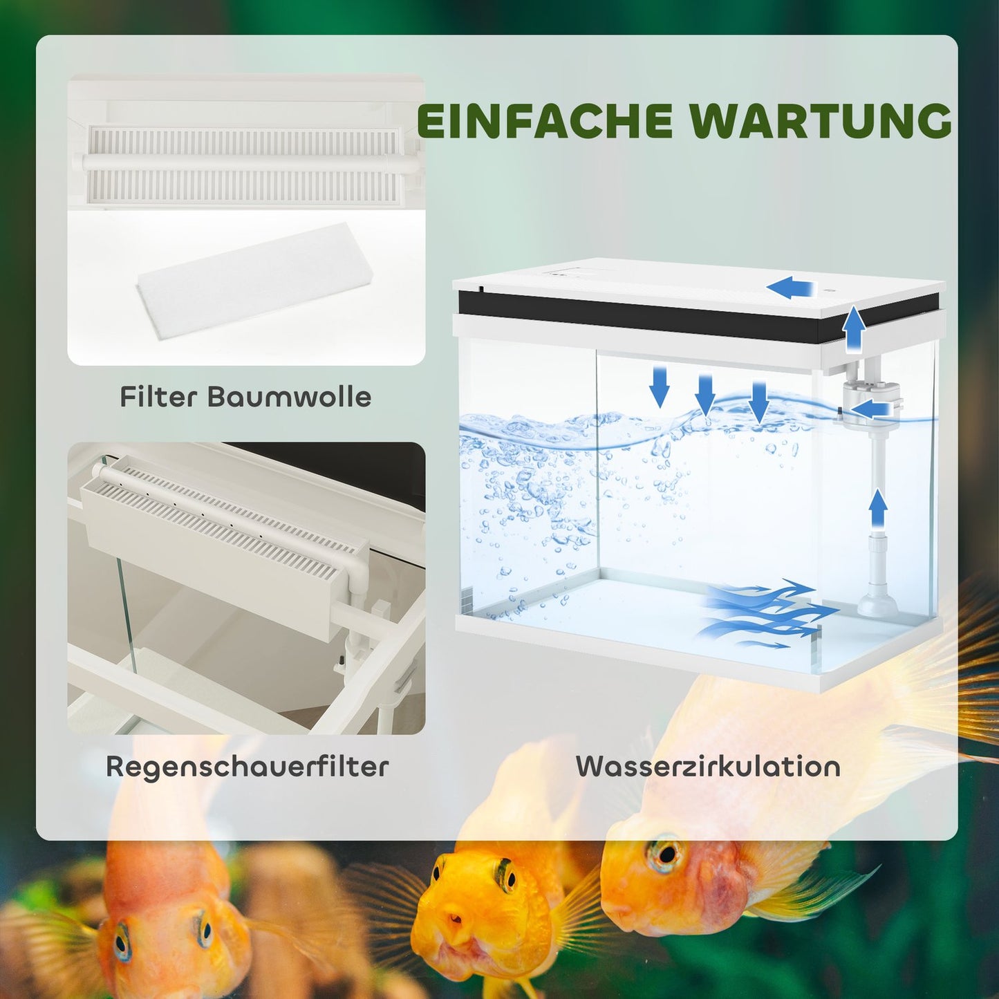 Aquarium, 41L glass with filter, LED & pump - White