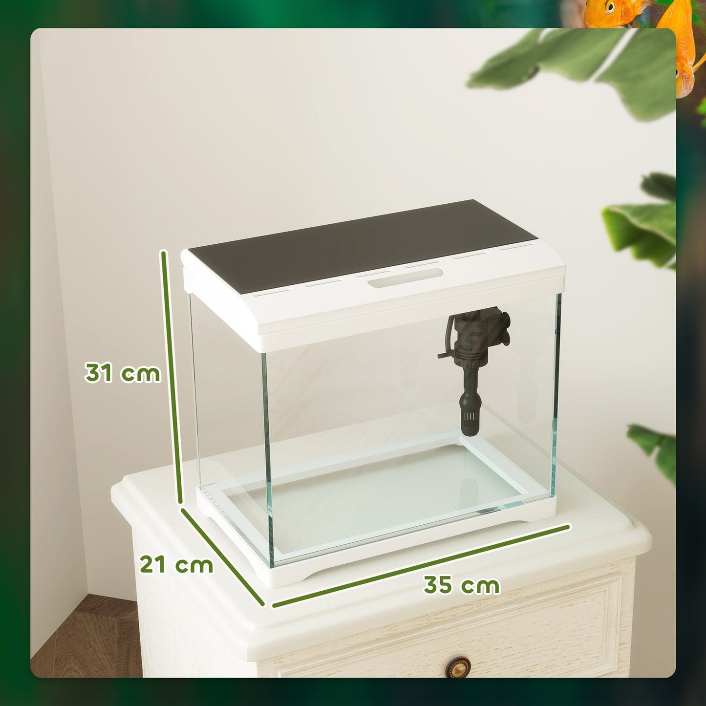 Tropical Fish Tank with LED, Filter & Pump, 17L White