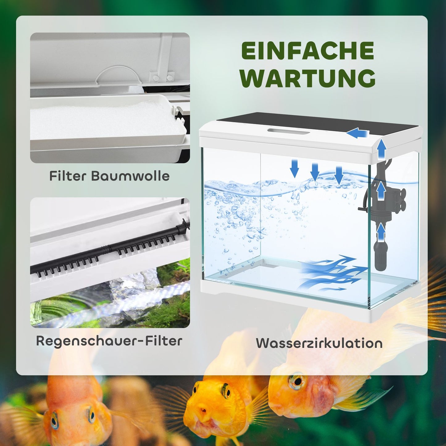 Tropical Fish Tank with LED, Filter & Pump, 17L White