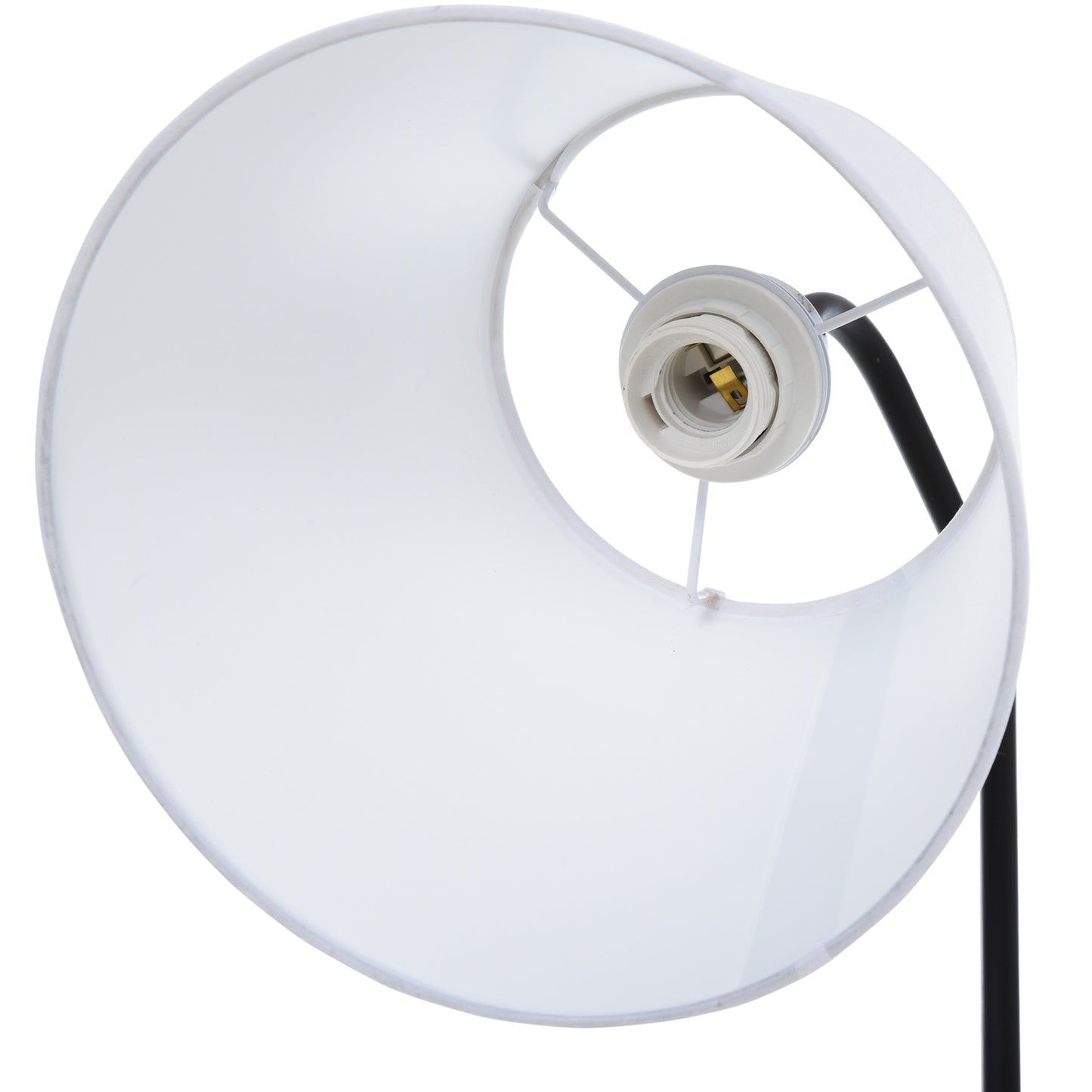 Scandinavian floor lamp with wooden table - White, 42x144Cm