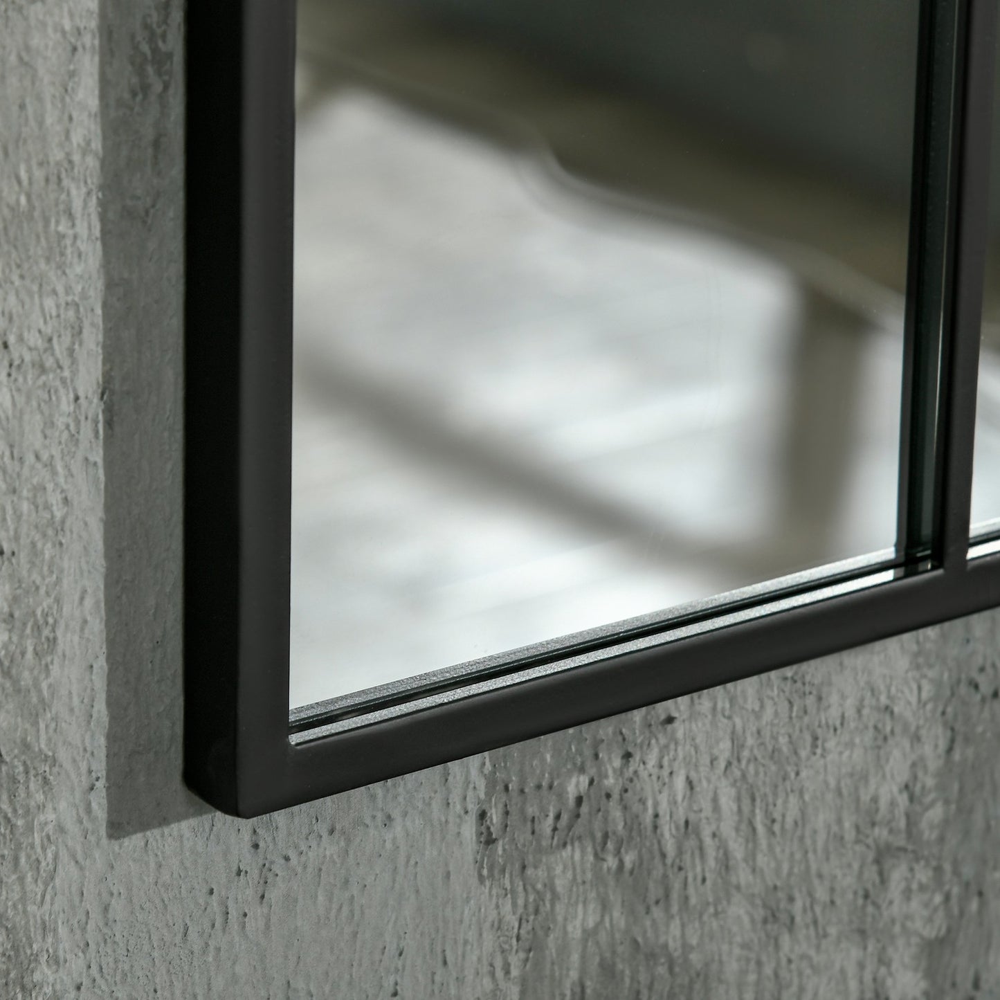 Arched black metal wall mirror 91x60cm for home decoration