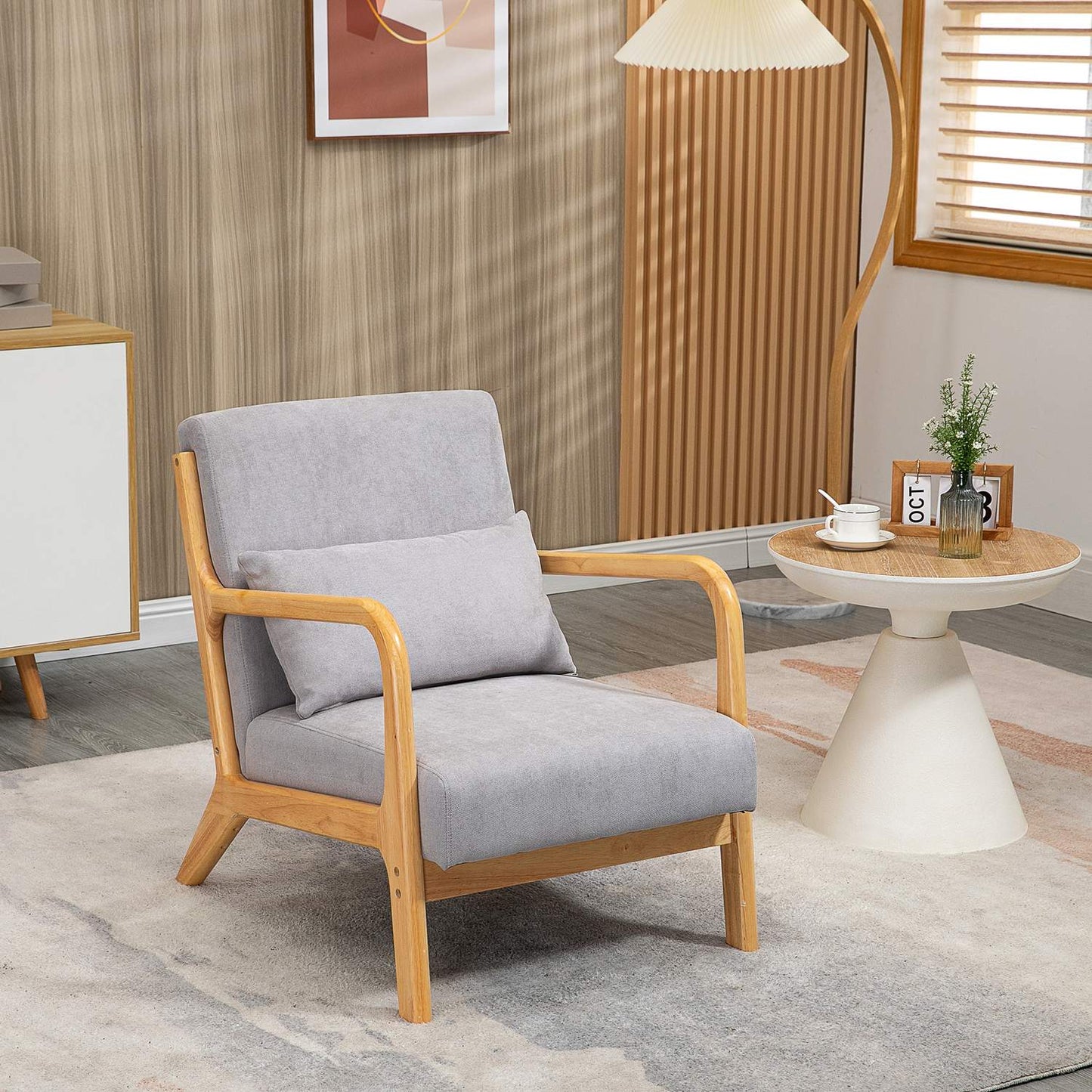 Armchair Lounge chair with armrests & lumbar cushion, grey