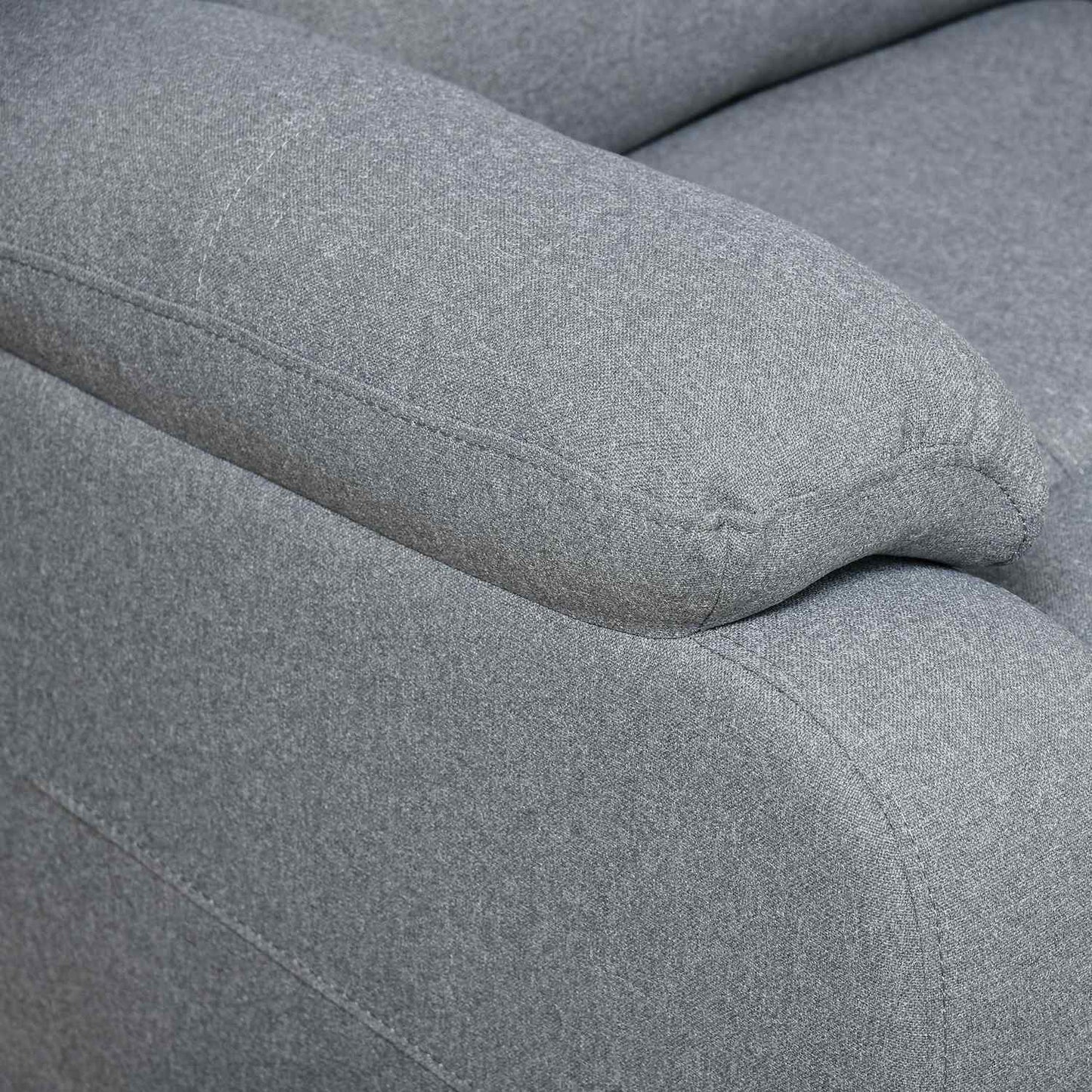 Lounge chair with side pocket, gray linen-polyester