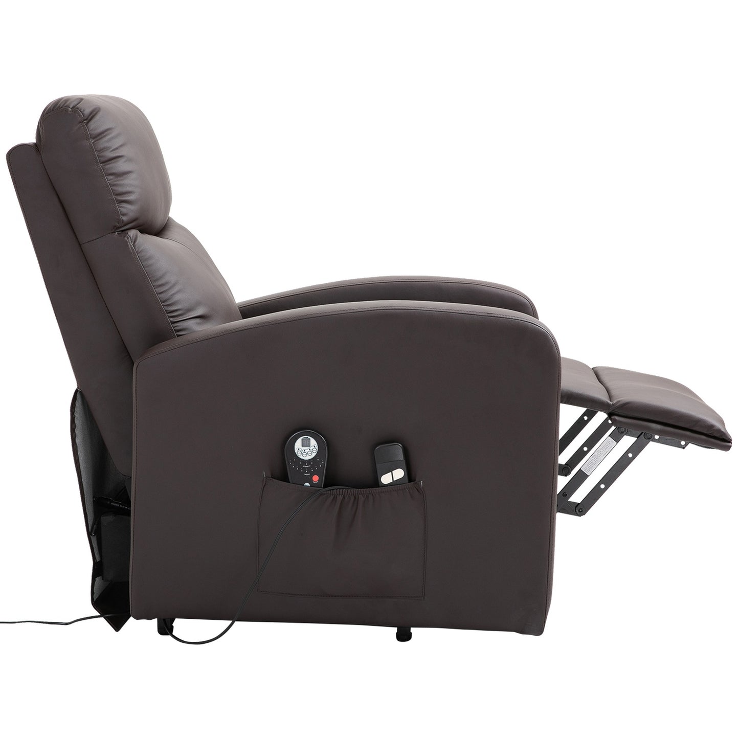 Electric massage chair, lie down with standing support, brown