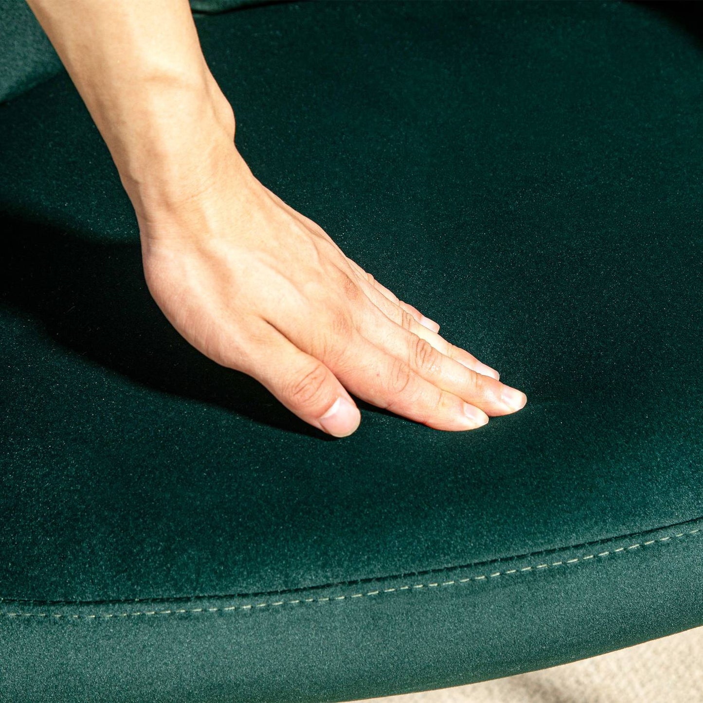 Velvet Look Armchair, Dark Green, Padded with armrests