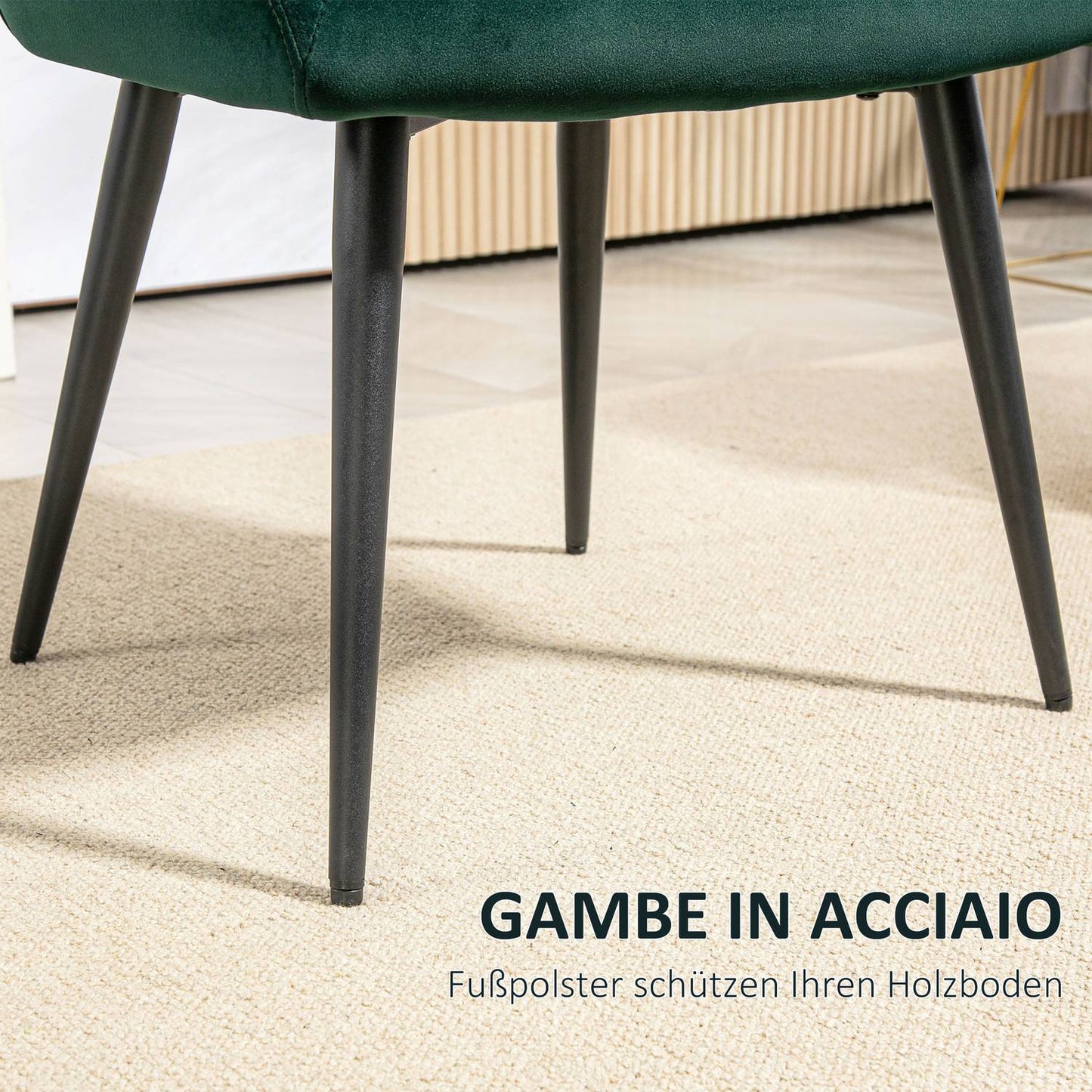 Velvet Look Armchair, Dark Green, Padded with armrests