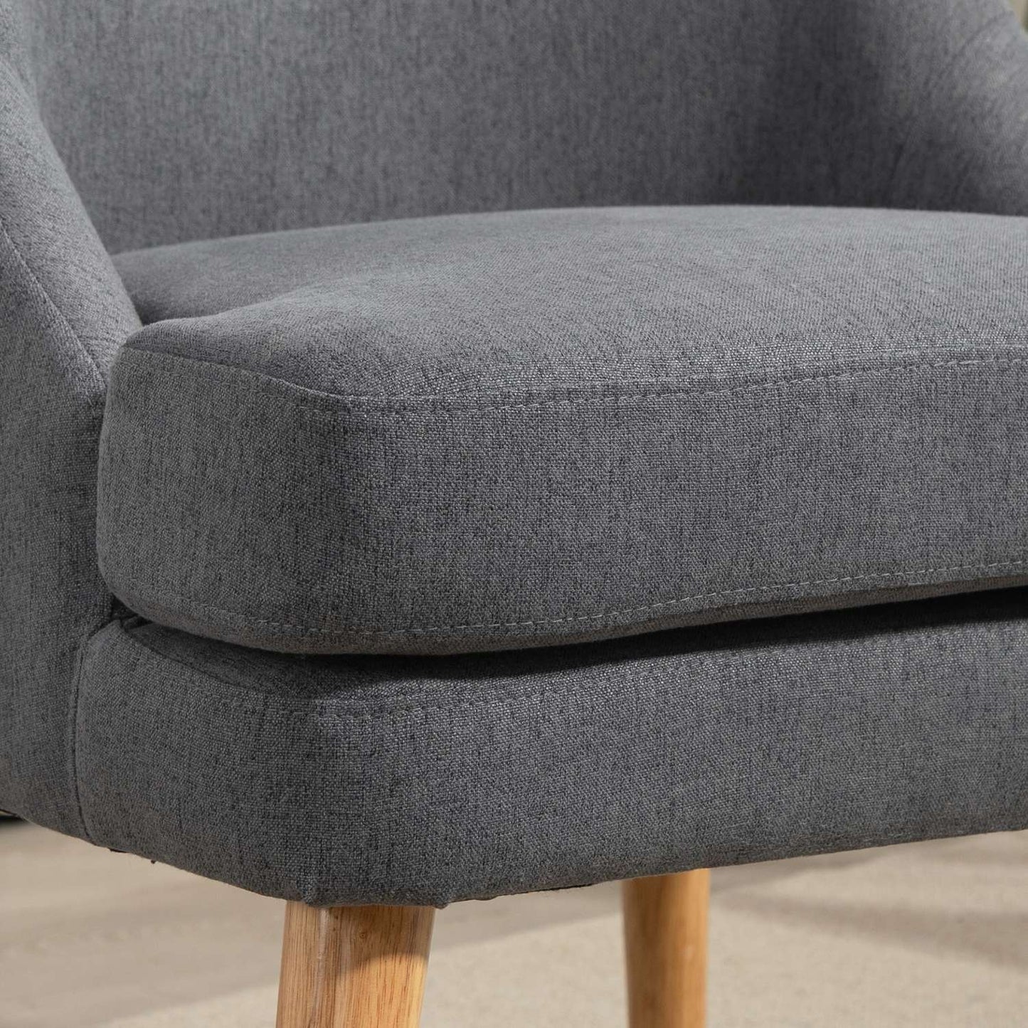 Armchair Lounge chair with padded linen look, dark grey