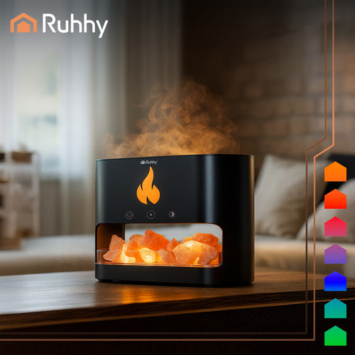 Aroma Diffuser Humidifier, 250ml, LED Fireplace Effect