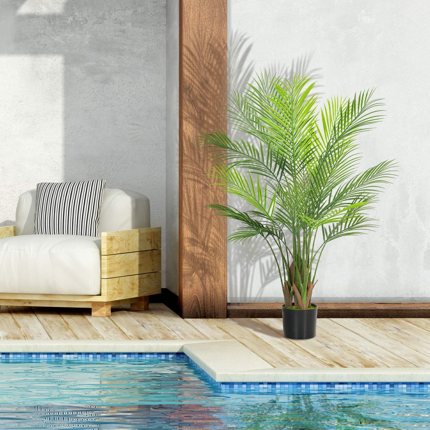 Artificial Areca Palm Tree, 120cm, UV-Resistant Indoor/Outdoor