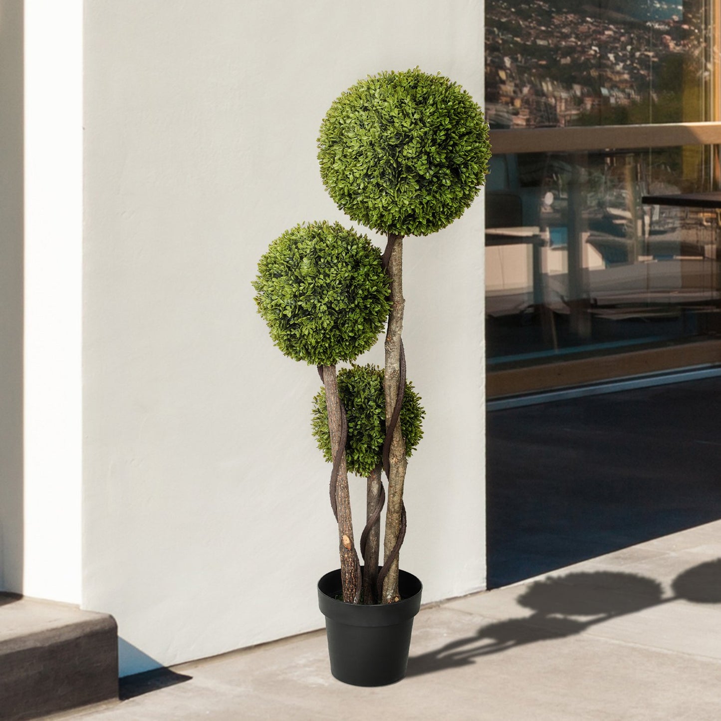 Artificial boxwood plant in pot, 115 cm decorative greenery