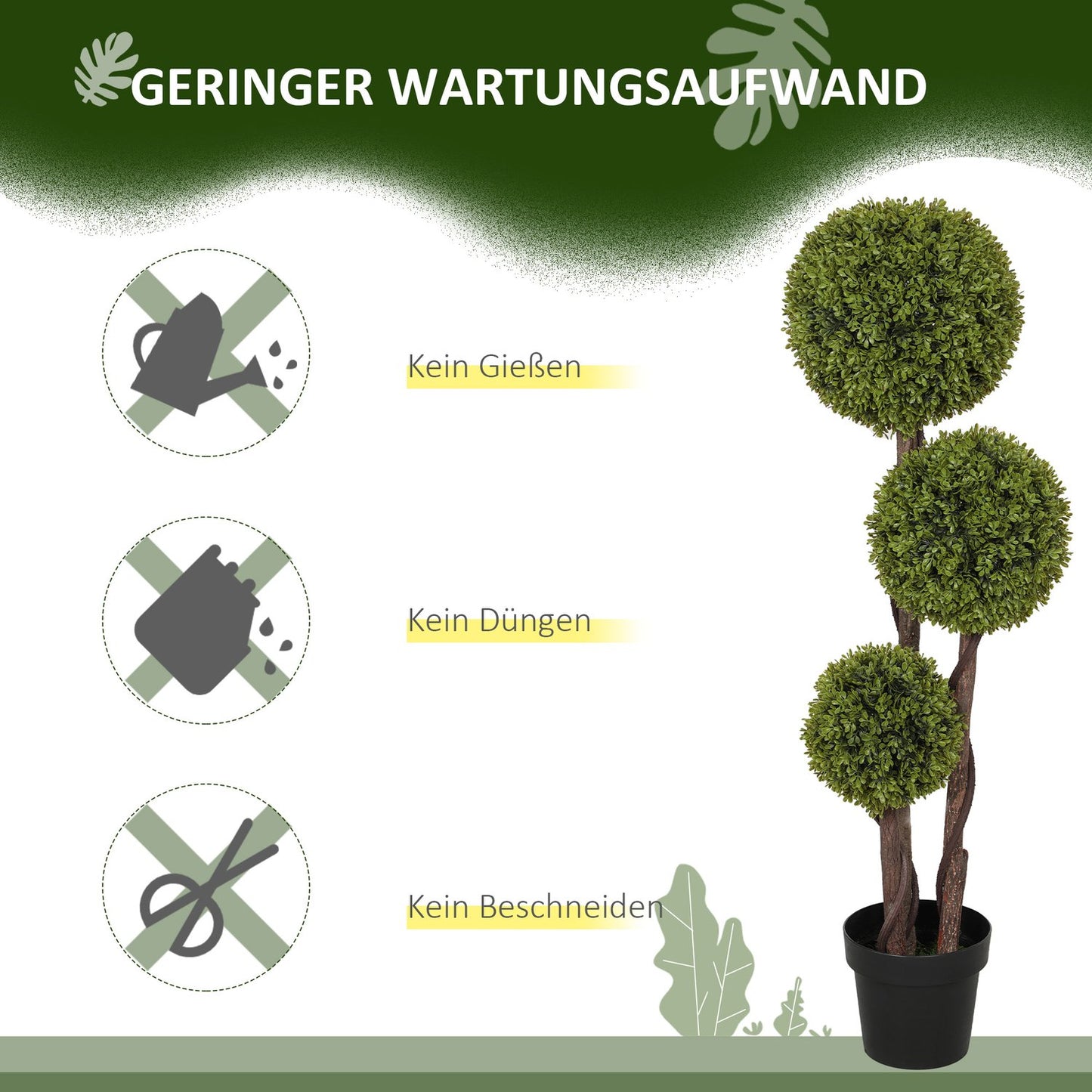 Artificial boxwood plant in pot, 115 cm decorative greenery