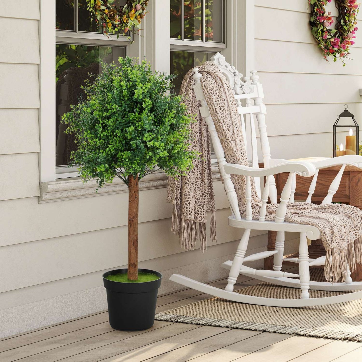Artificial Boxwood Plant, 90cm, UV-Resistant, Potted