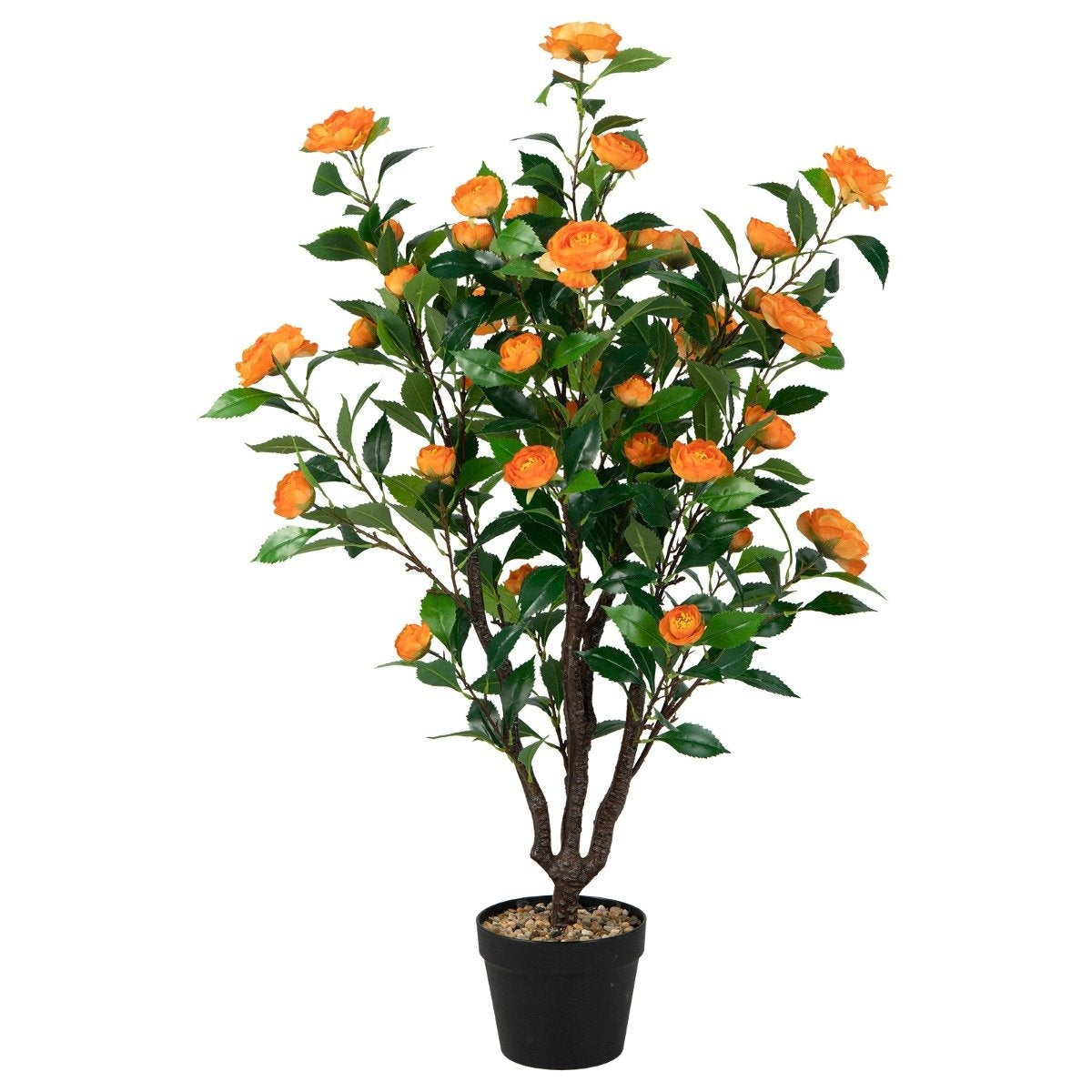 Artificial Camellia Tree Fake Flowering Camellia Plant Green + Yellow