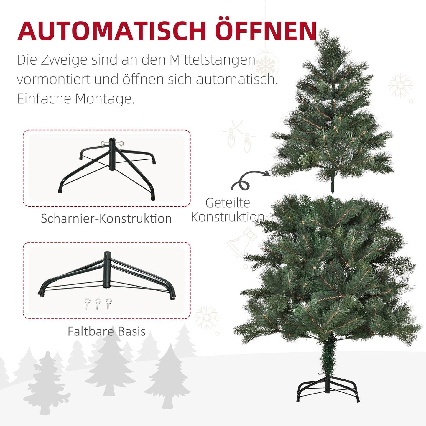 Artificial Christmas tree, 180cm, realistic green with stand