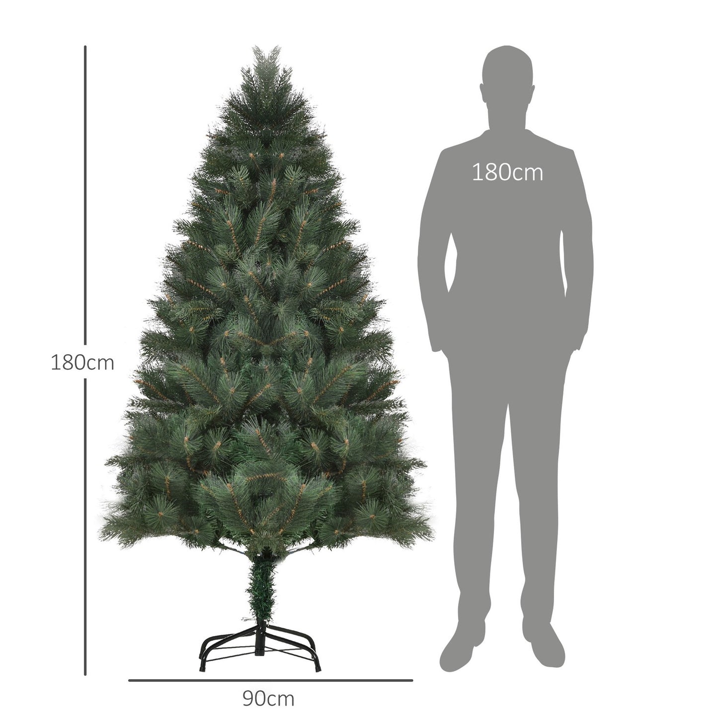 Artificial Christmas tree, 180cm, realistic green with stand